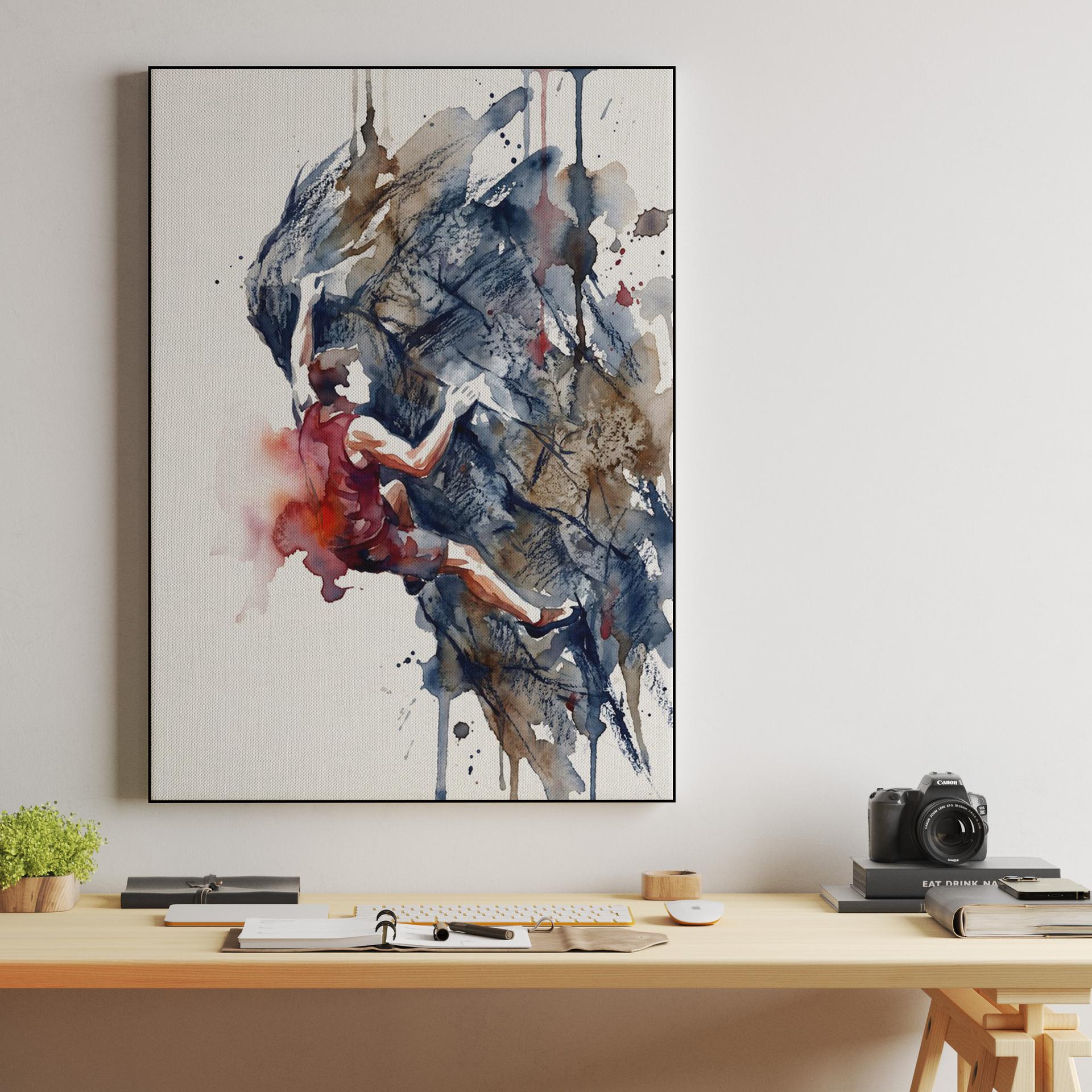 Vertical Flow: Expressive Watercolor Climber