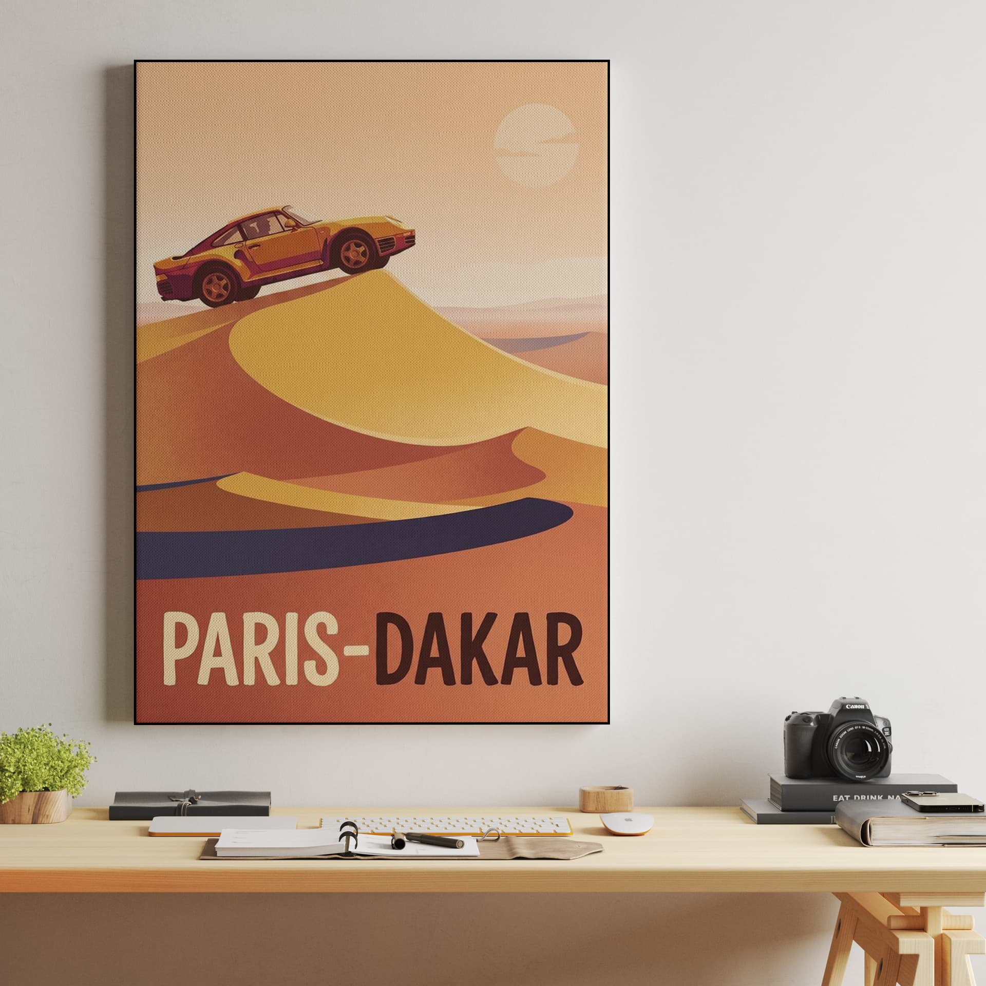 Porsche 959 Paris-Dakar Vintage Travel Poster