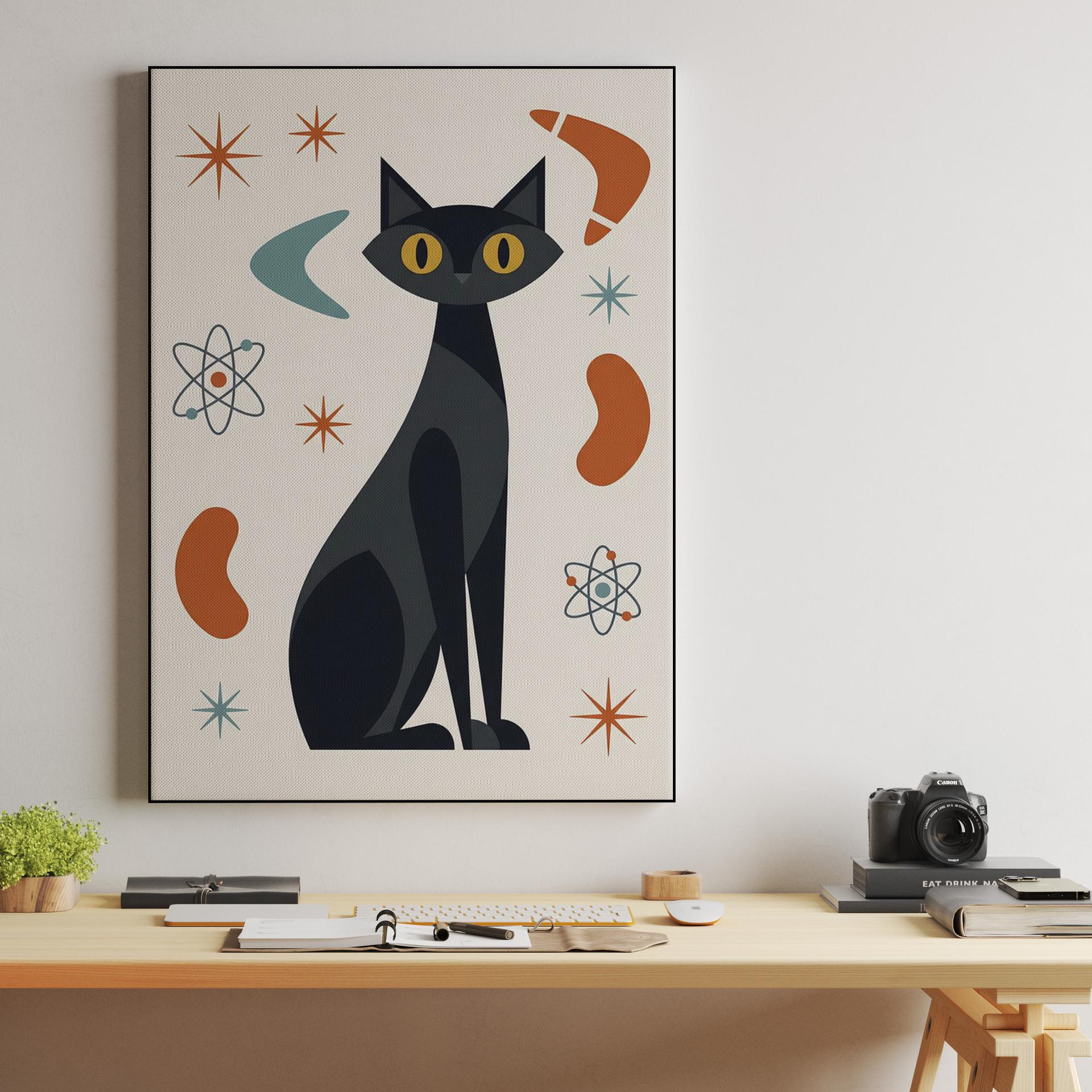 Atomic Black Cat: Mid-Century Modern Atomic Age Art