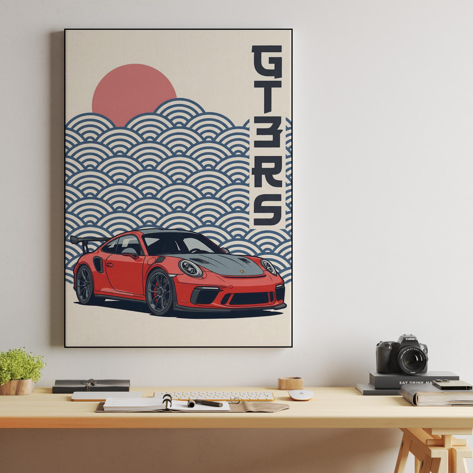 Porsche 911 GT3 RS Japanese Wave Fusion Art