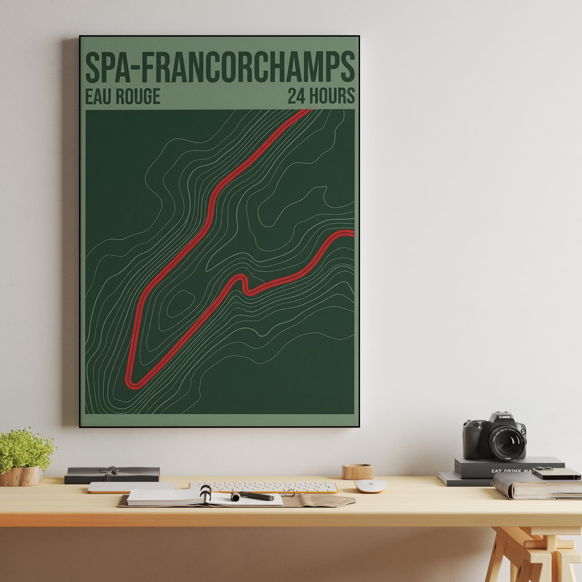 Spa-Francorchamps Eau Rouge Topographic Racing Poster