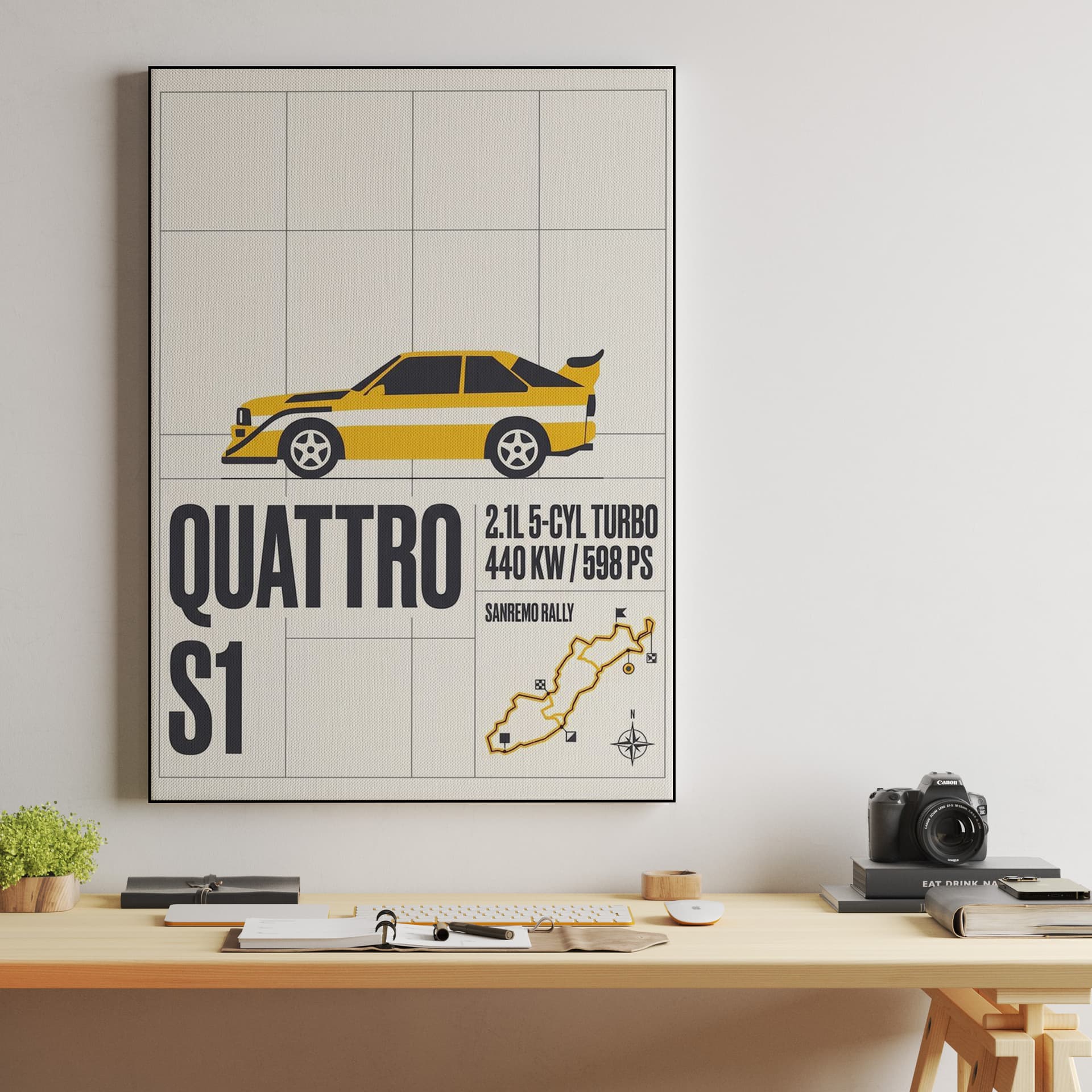 Audi Sport Quattro S1 Sanremo Rally Technical Poster