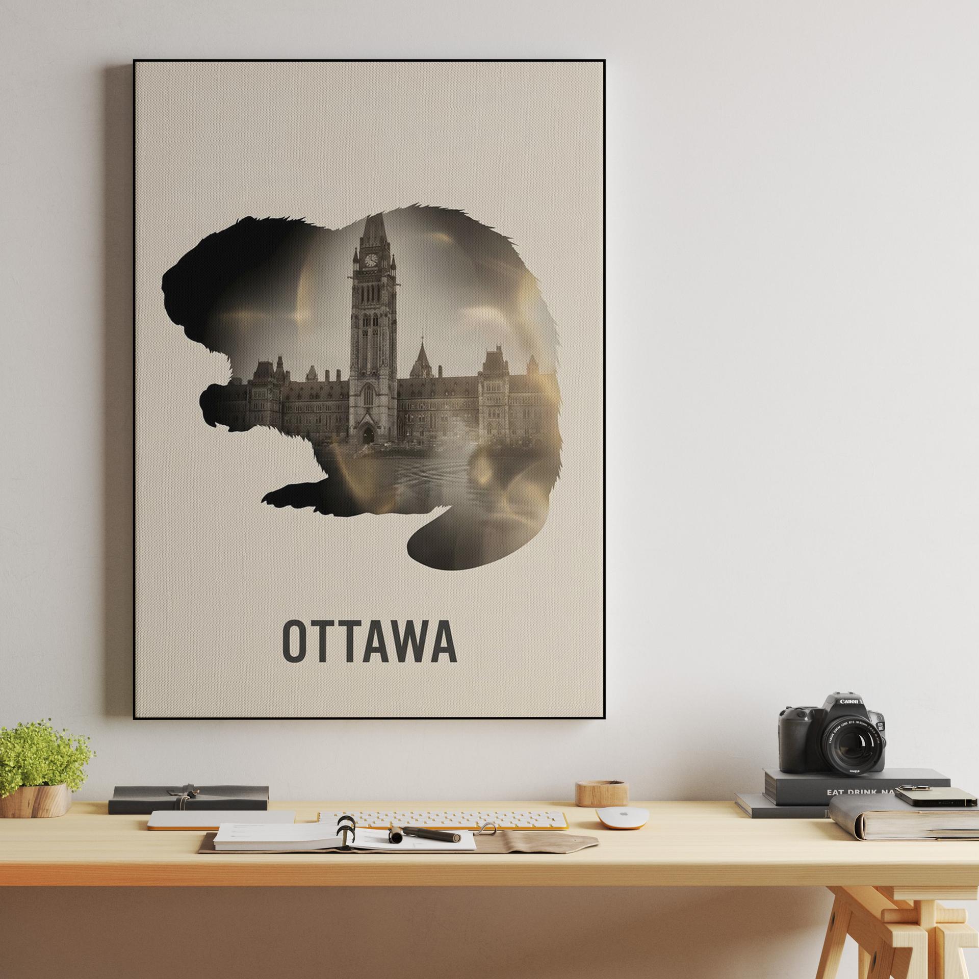 Ottawa Beaver: Parliament Hill Double Exposure Poster