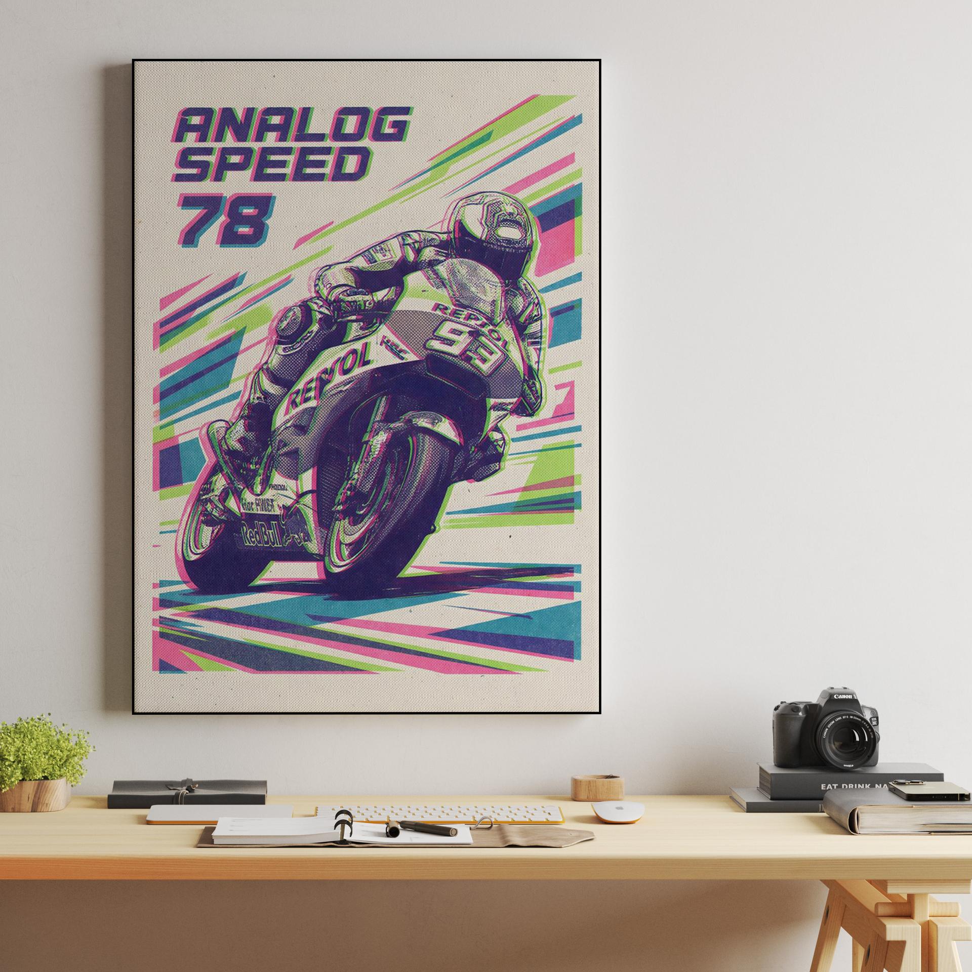 Analog Speed: Marc Márquez Modern Retro Racing Poster