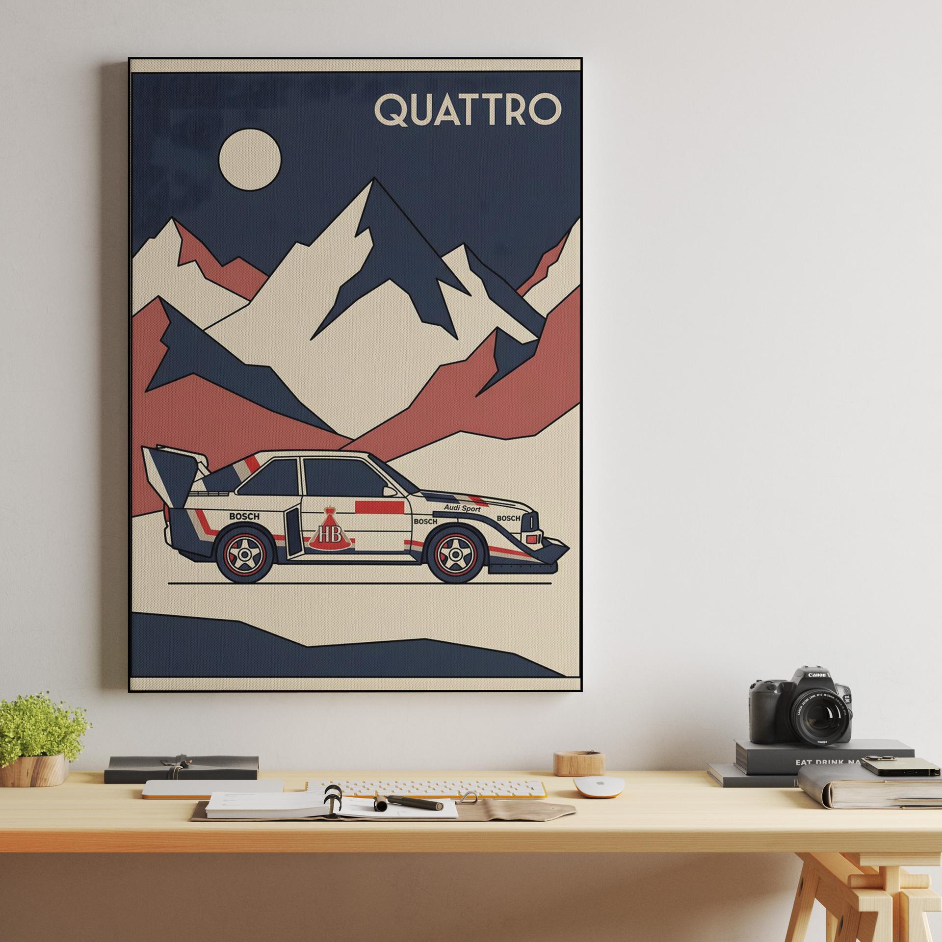 Audi Quattro S1 E2: Mountain Night Vintage Poster