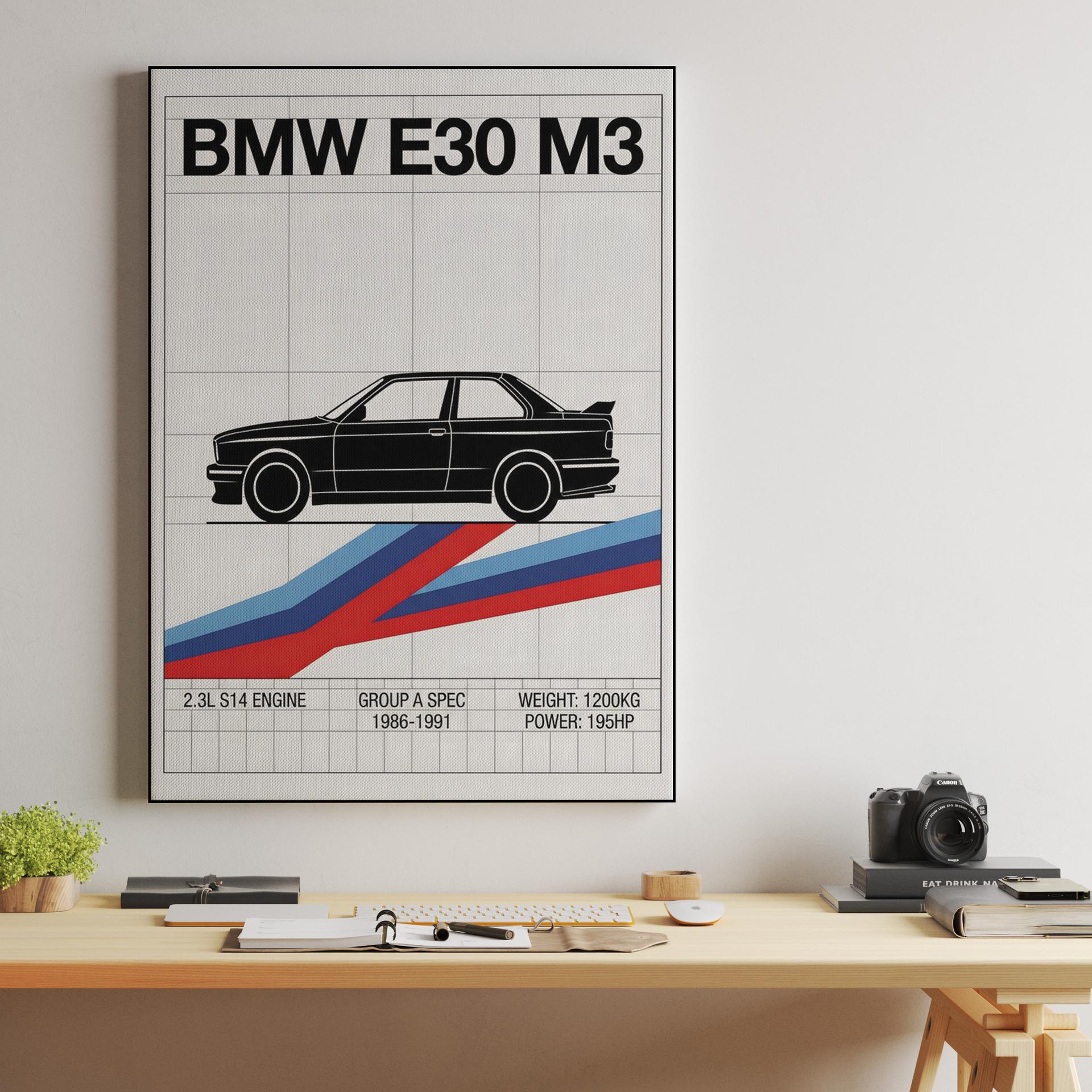 BMW E30 M3: Group A Spec Minimalist Poster