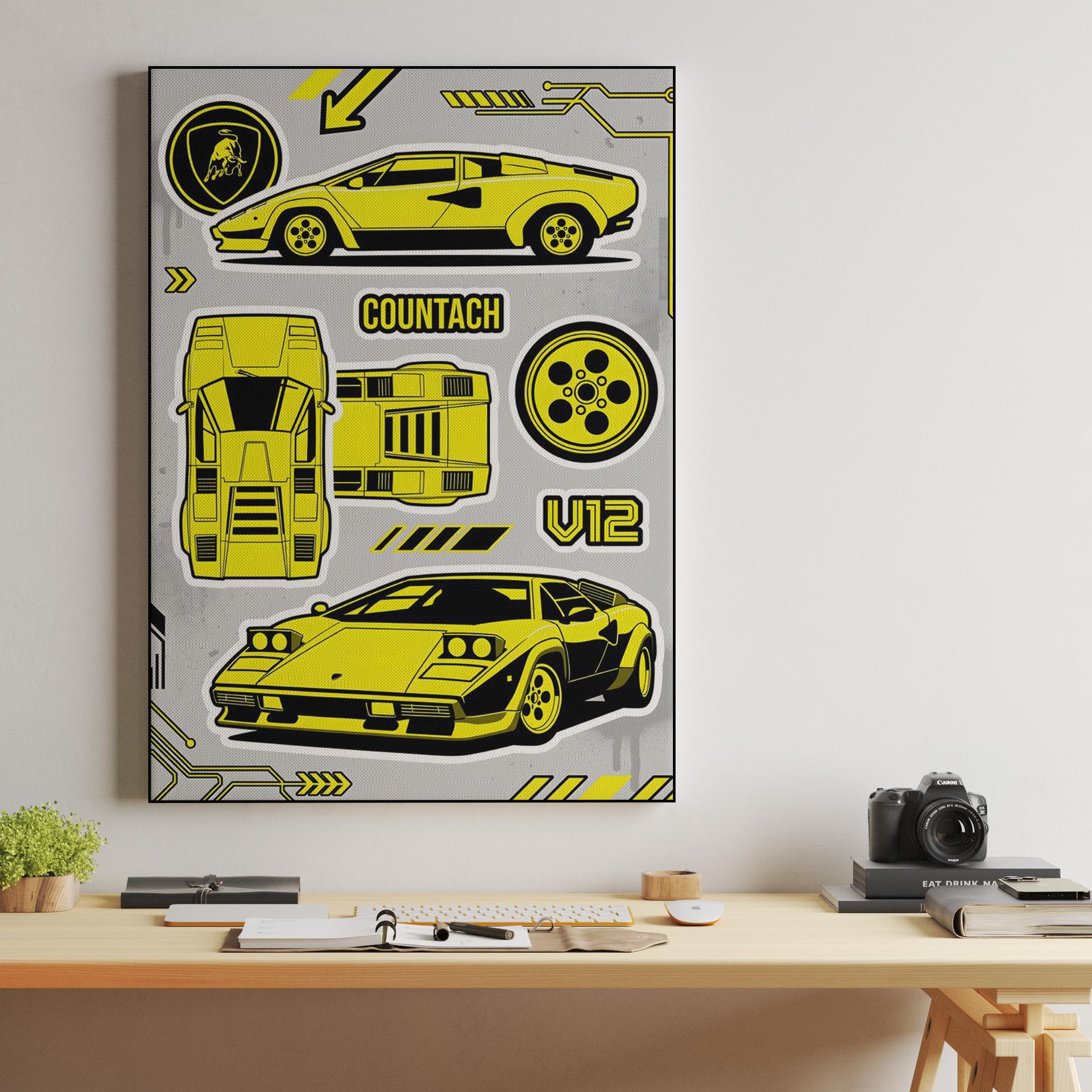 Lamborghini Countach V12 Technical Sticker Graphic