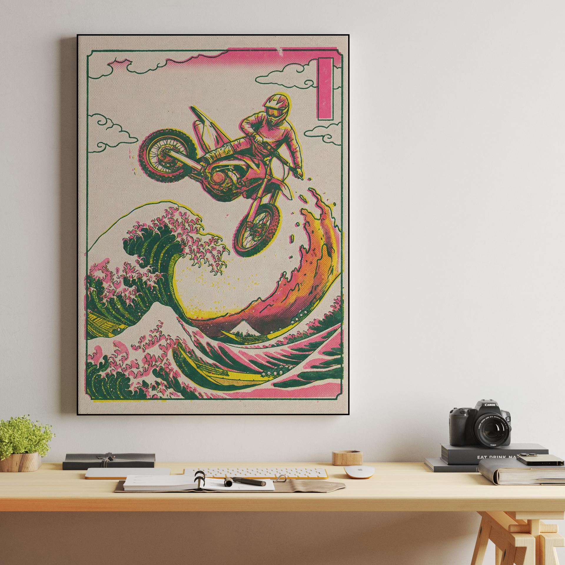 The Great Motocross Wave: Hokusai Inspired Action Art