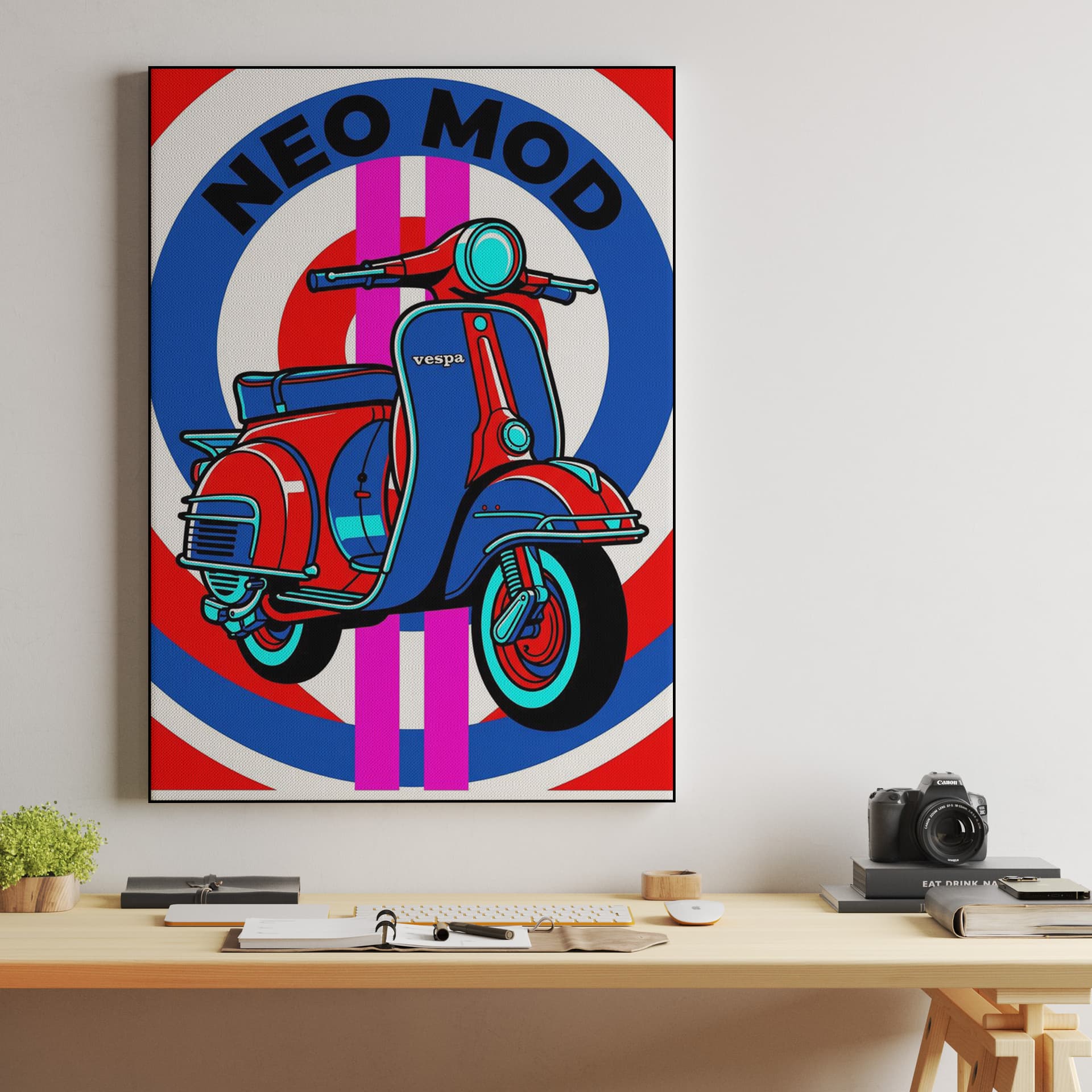 Neo Mod Vespa Pop Art Illustration