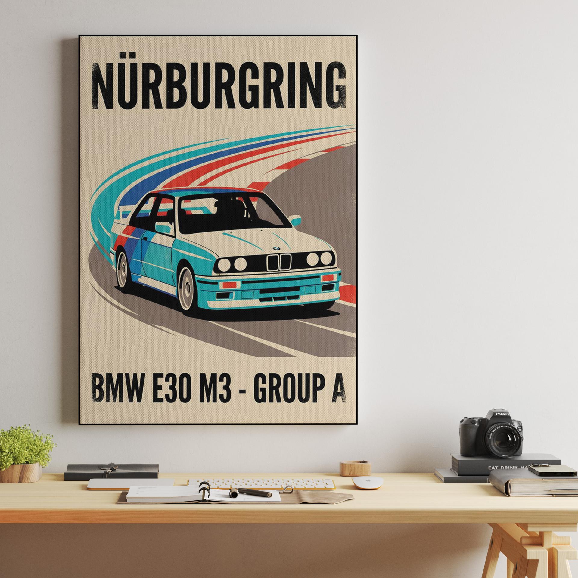 BMW E30 M3 Nürburgring Group A Vintage Poster