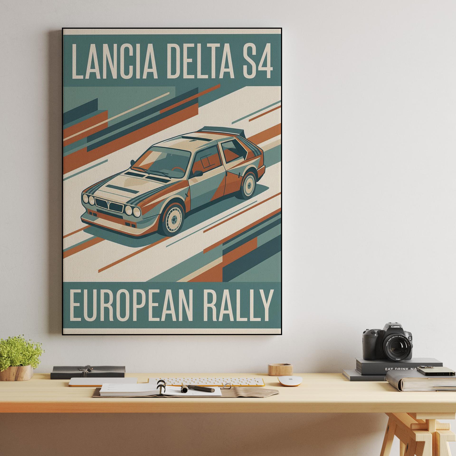 European Rally Legend: Lancia Delta S4 Retro Poster