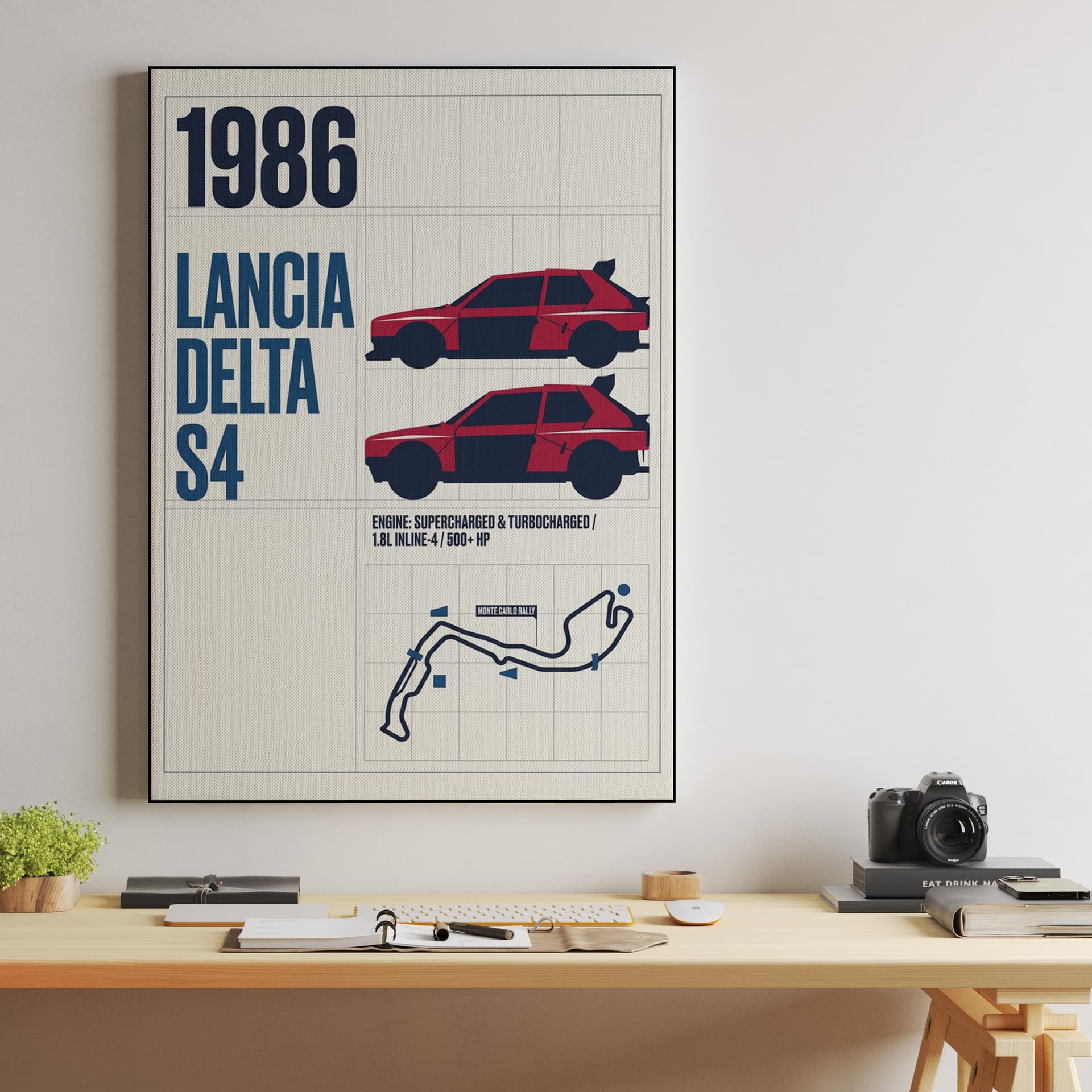 1986 Lancia Delta S4 Monte Carlo Rally Technical Poster