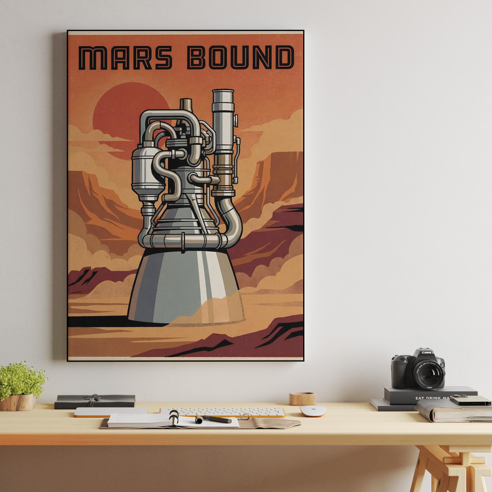 Mars Bound Retro SpaceX Raptor Engine Poster