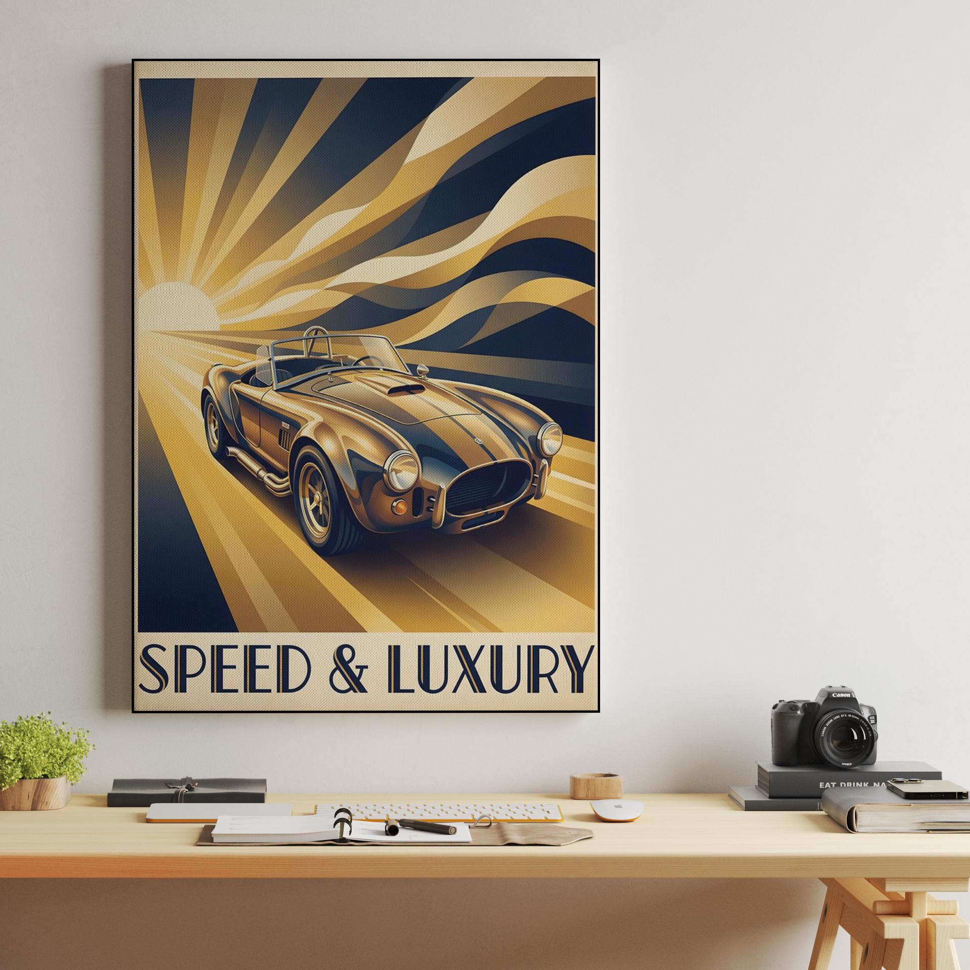 Shelby Cobra Speed and Luxury Vintage Art Deco Poster