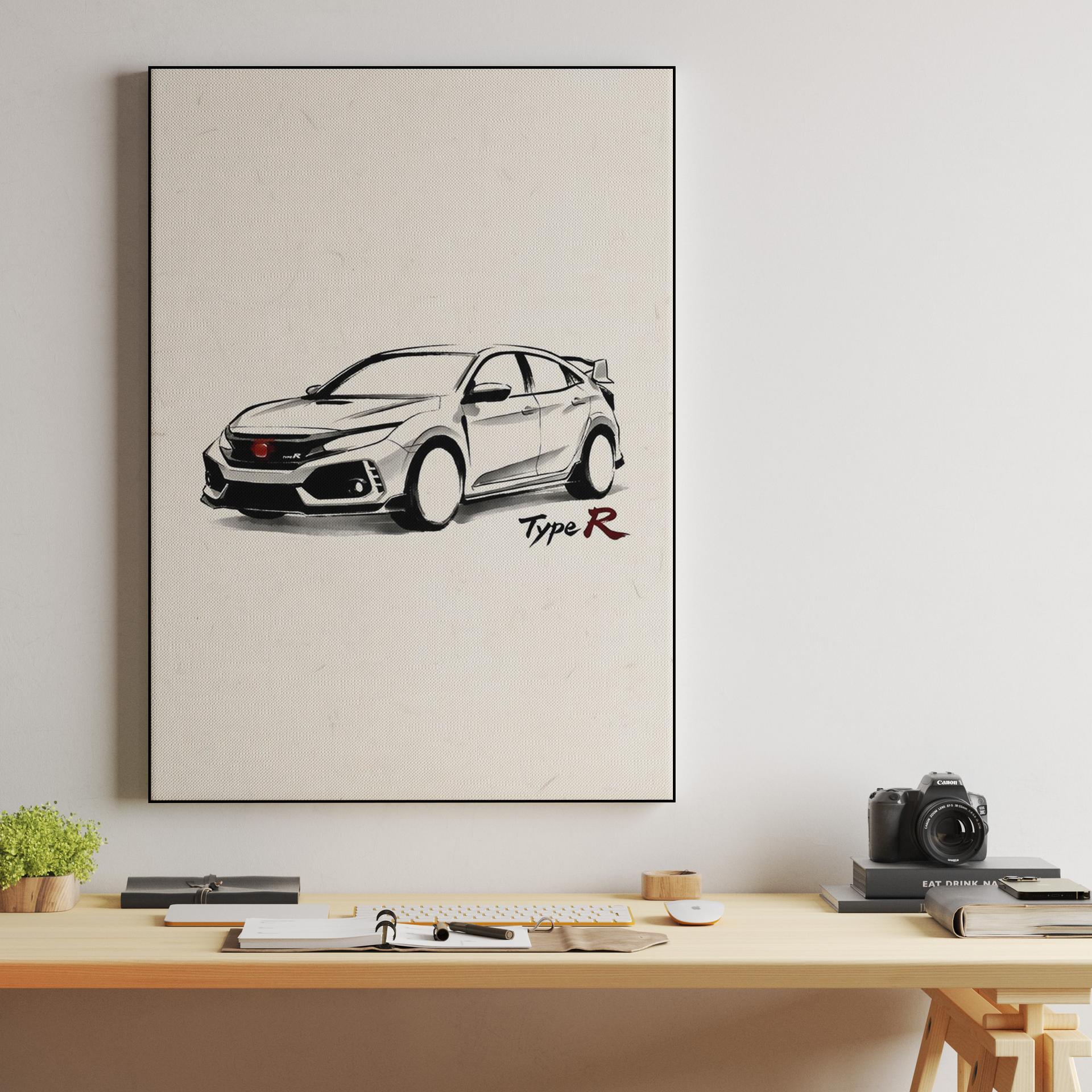 Honda Civic Type R FK8 Sumi-e Illustration