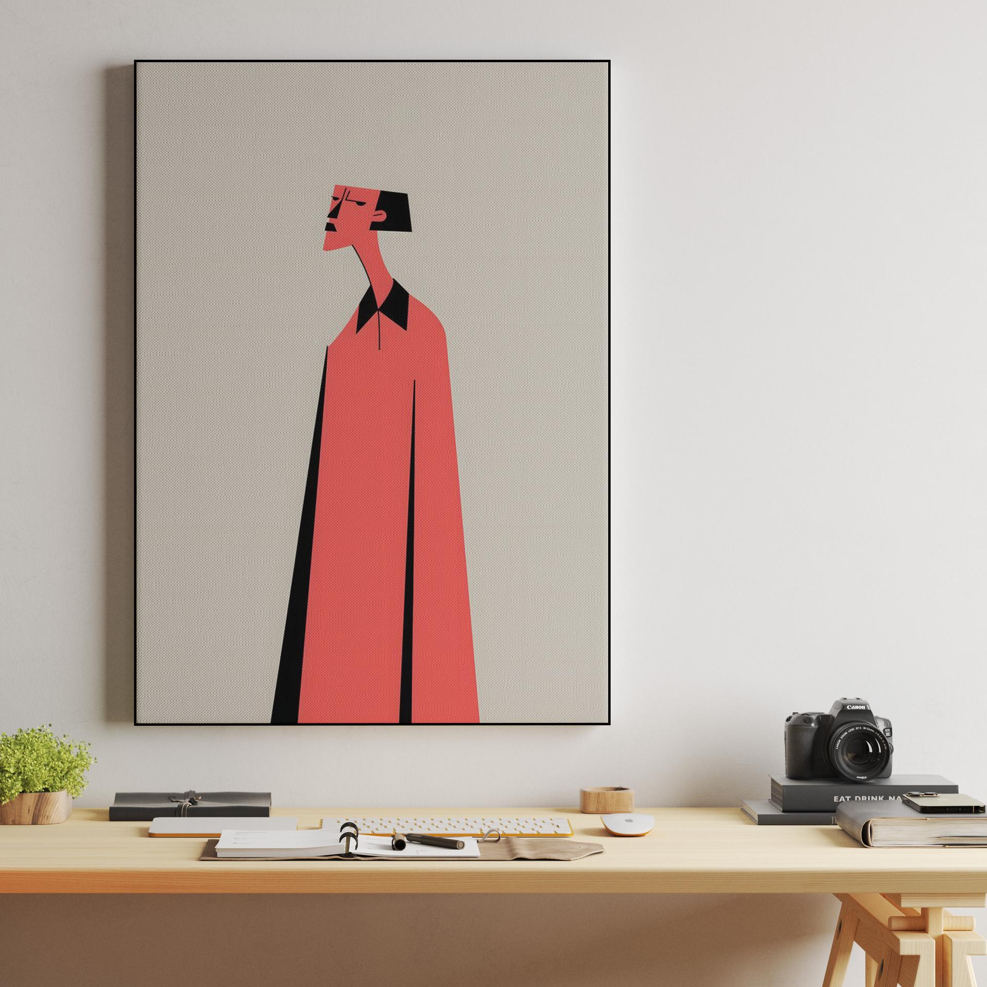 Angular Figure in Red Coat