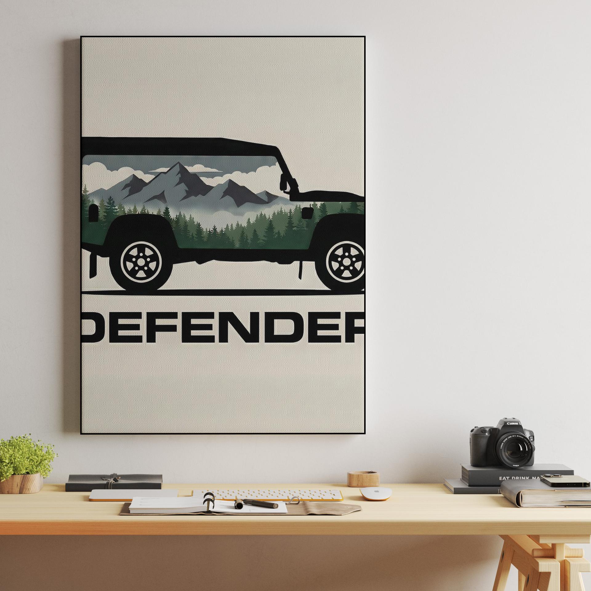 Land Rover Defender 90 Mountain Double Exposure Silhouette