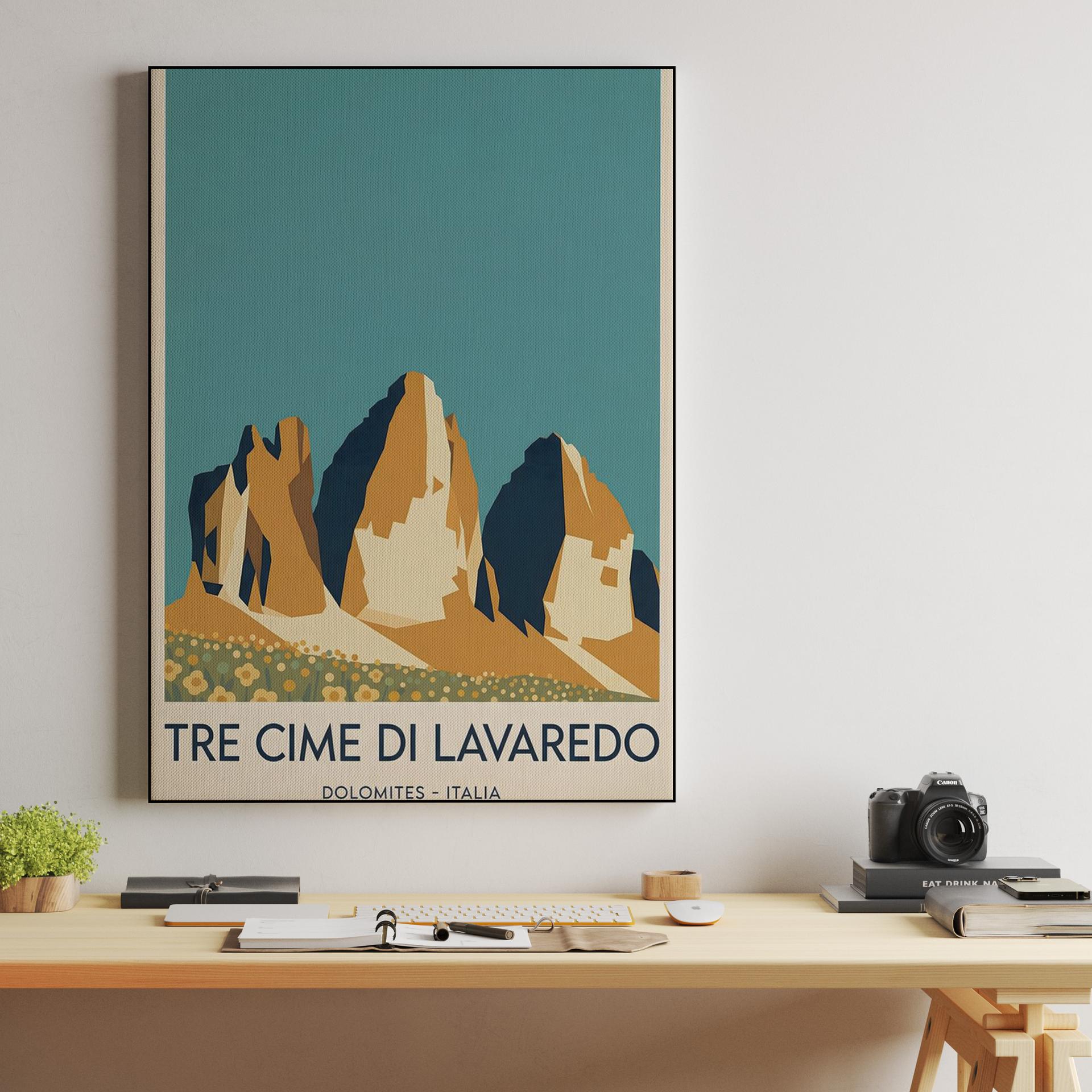 Tre Cime di Lavaredo Vintage Travel Poster