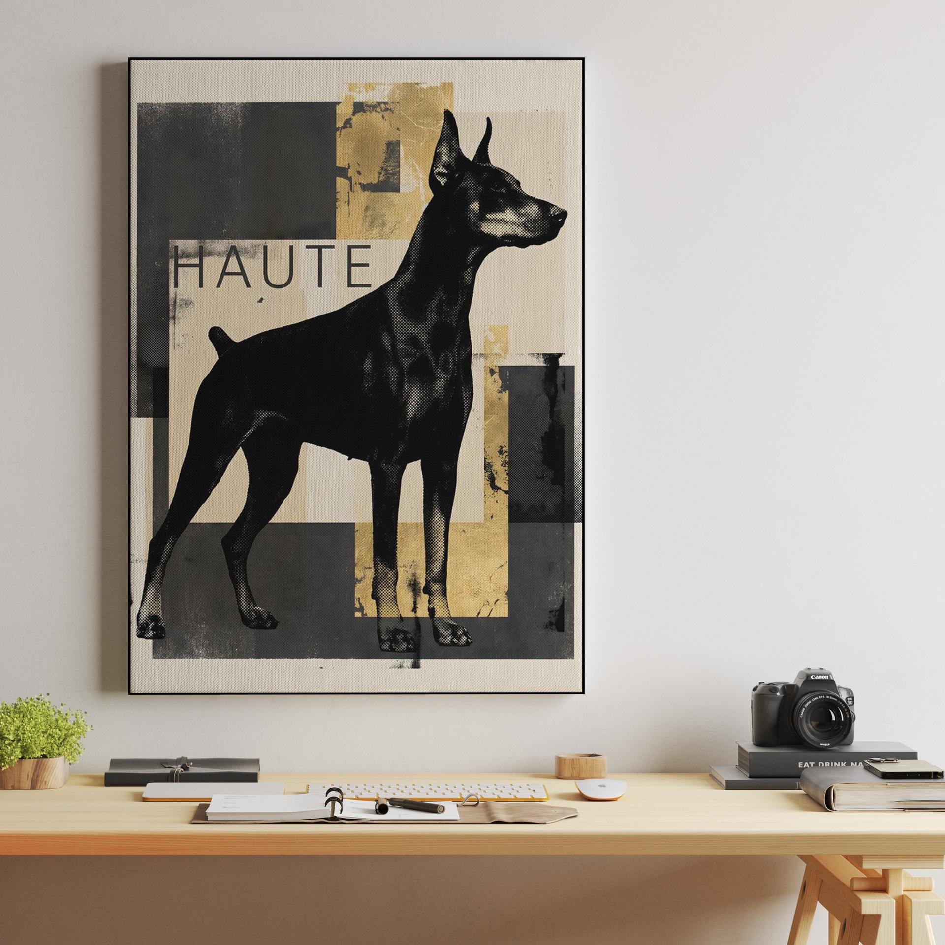 Haute Doberman: Modern Mixed Media Portrait