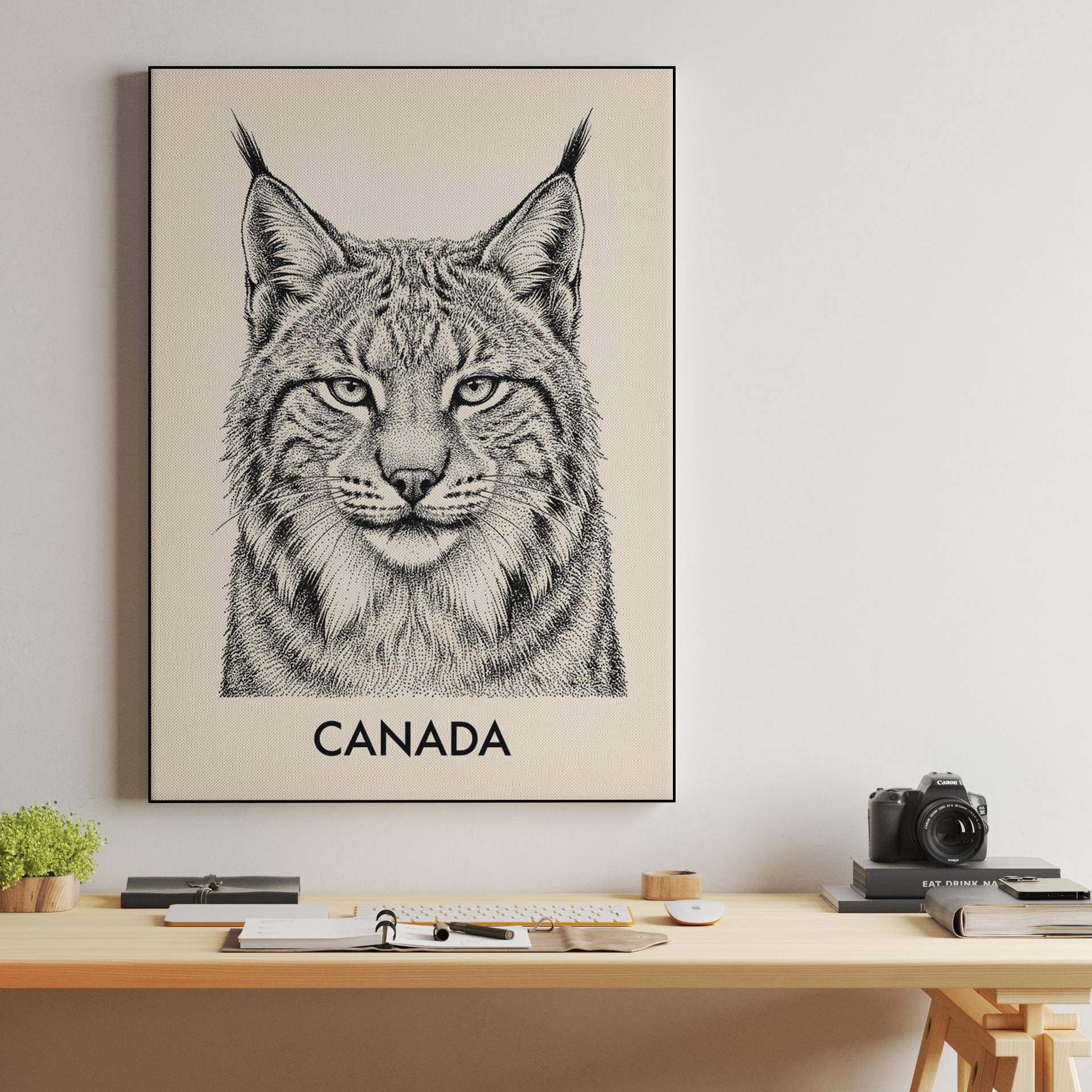 Canadian Lynx Stippling Illustration
