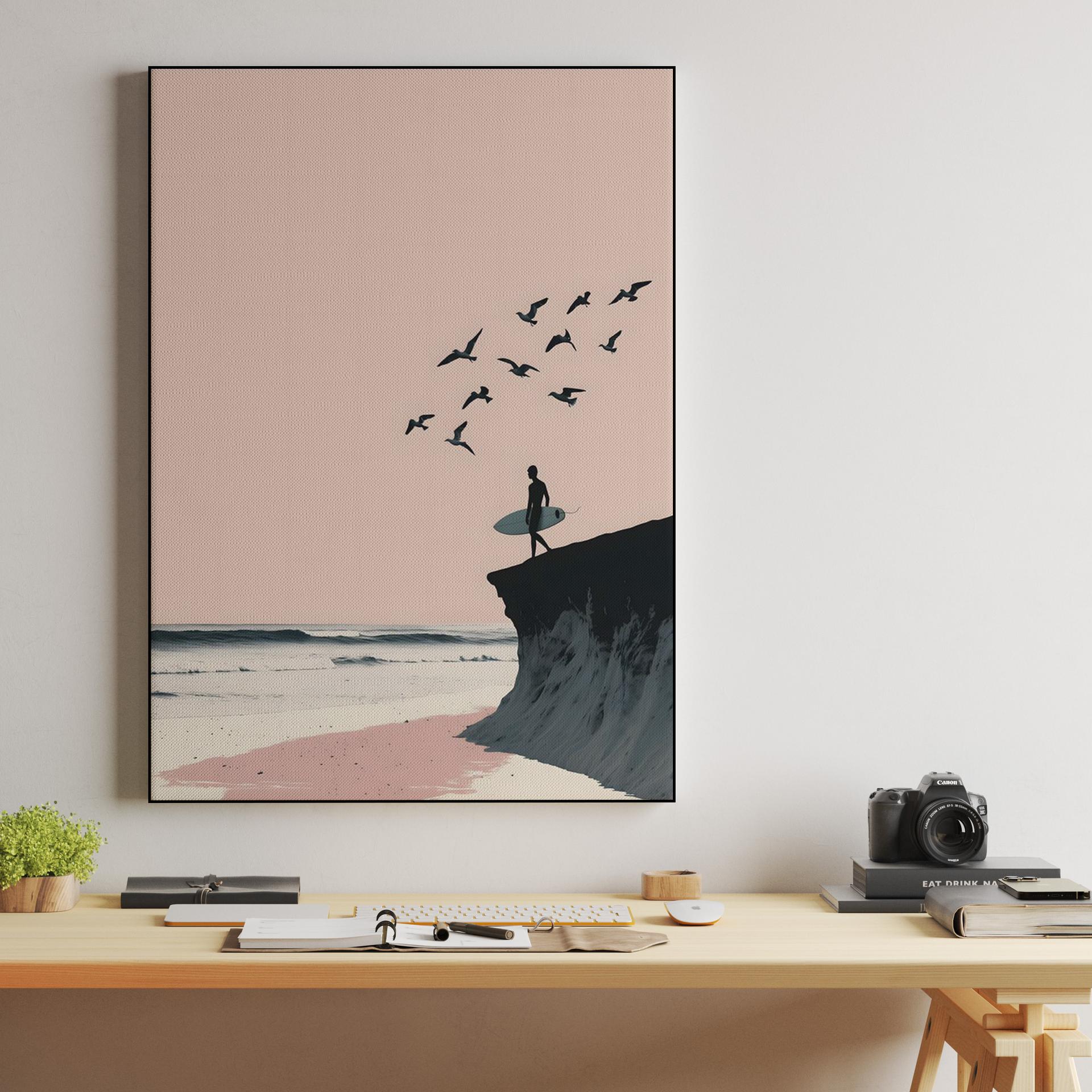 Pastel Surfer Silhouette