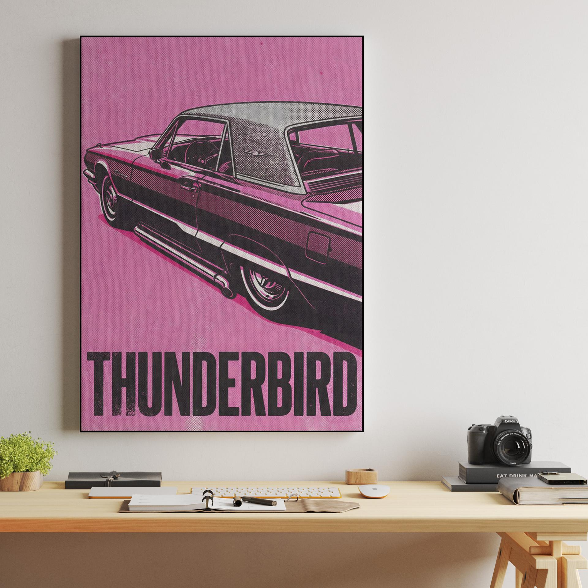 Pink Thunderbird Retro Poster
