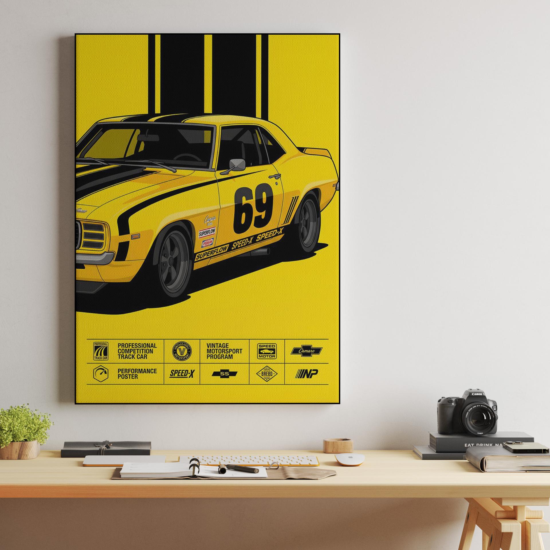 Vintage Race Spec: 1969 Camaro SS Graphic Poster