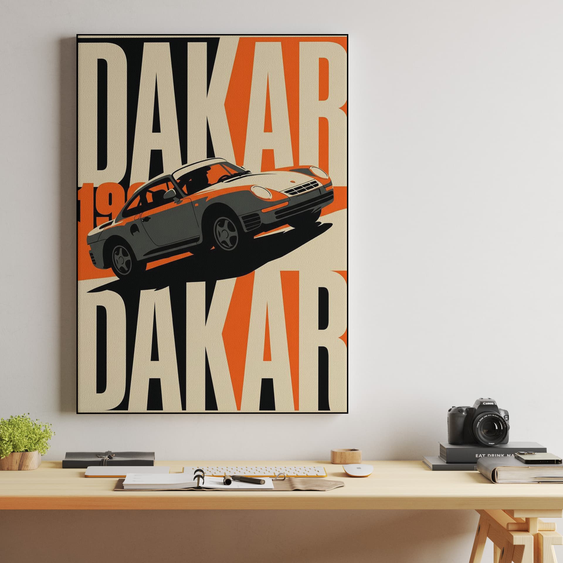 1986 Dakar Porsche 959 Typographic Poster