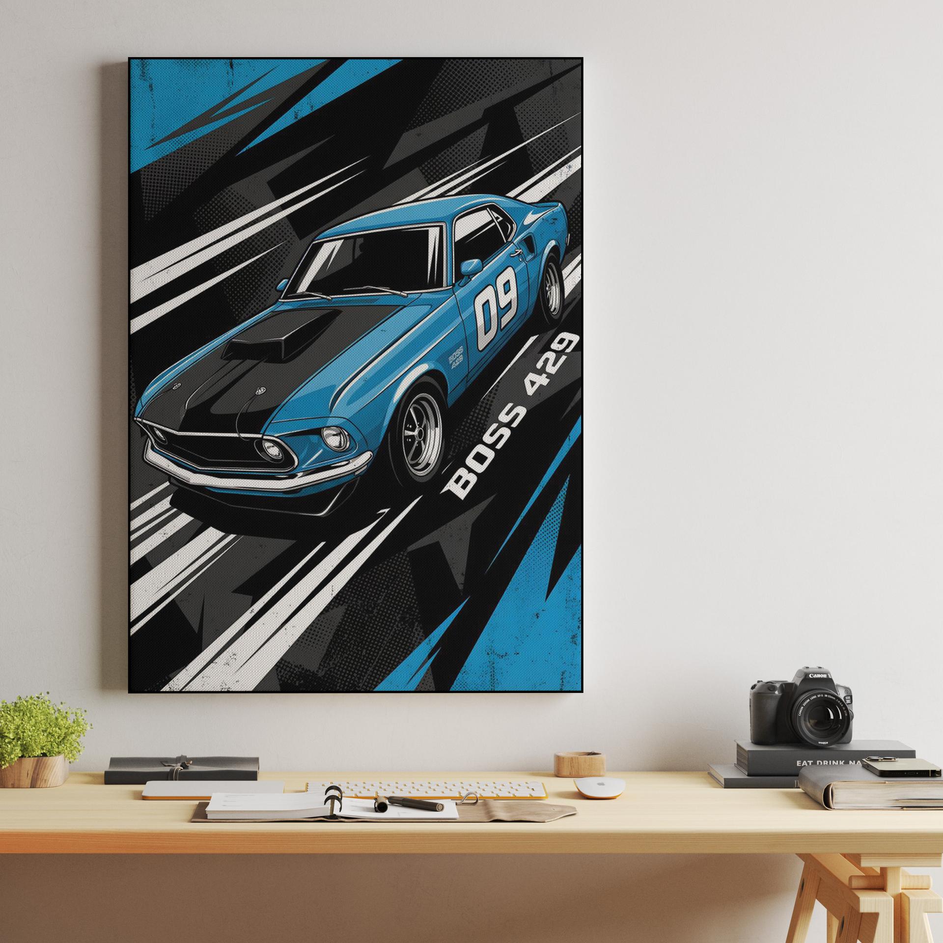 Ford Mustang Boss 429 Blue Speed Illustration