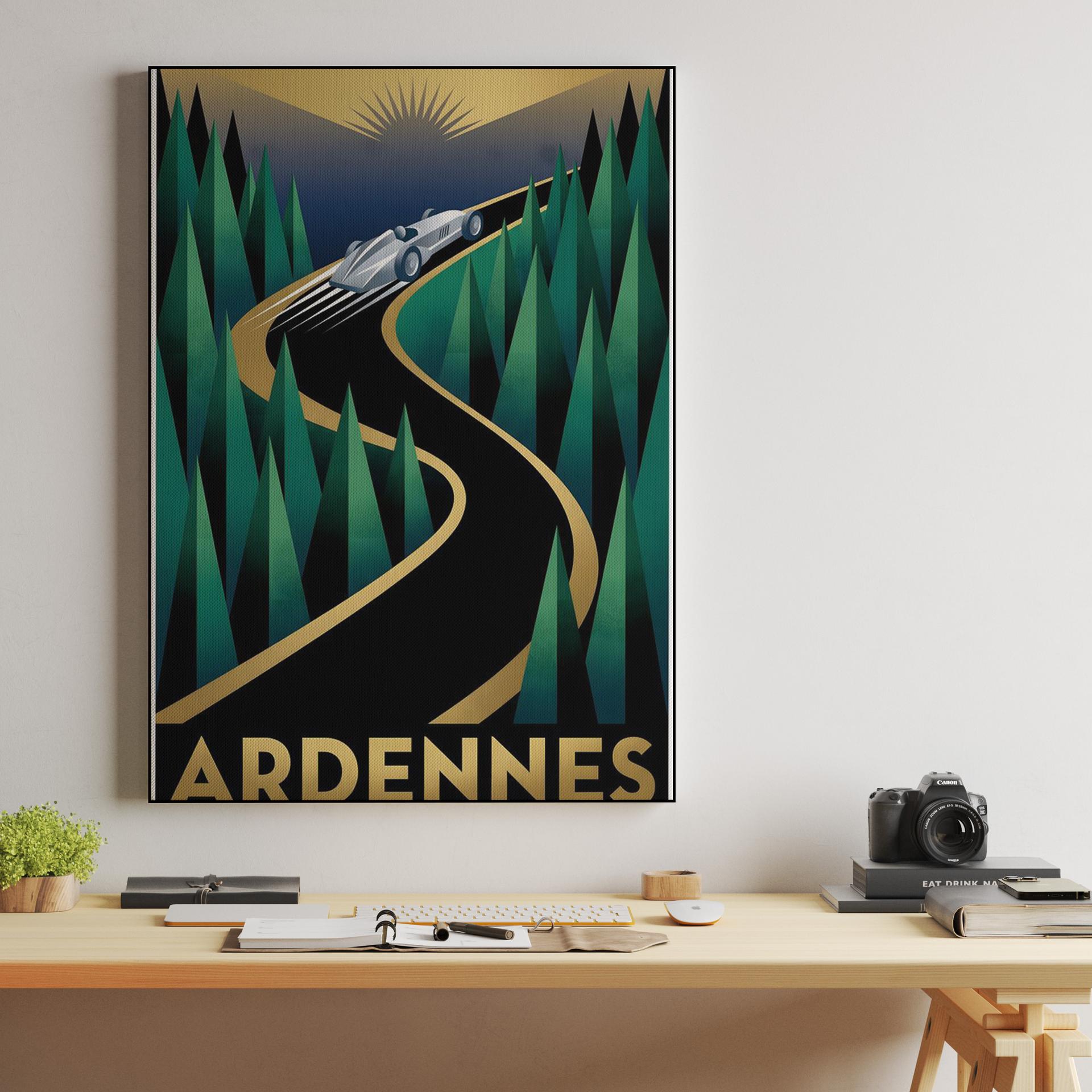 The Silver Arrow of the Ardennes: Vintage Racing Poster