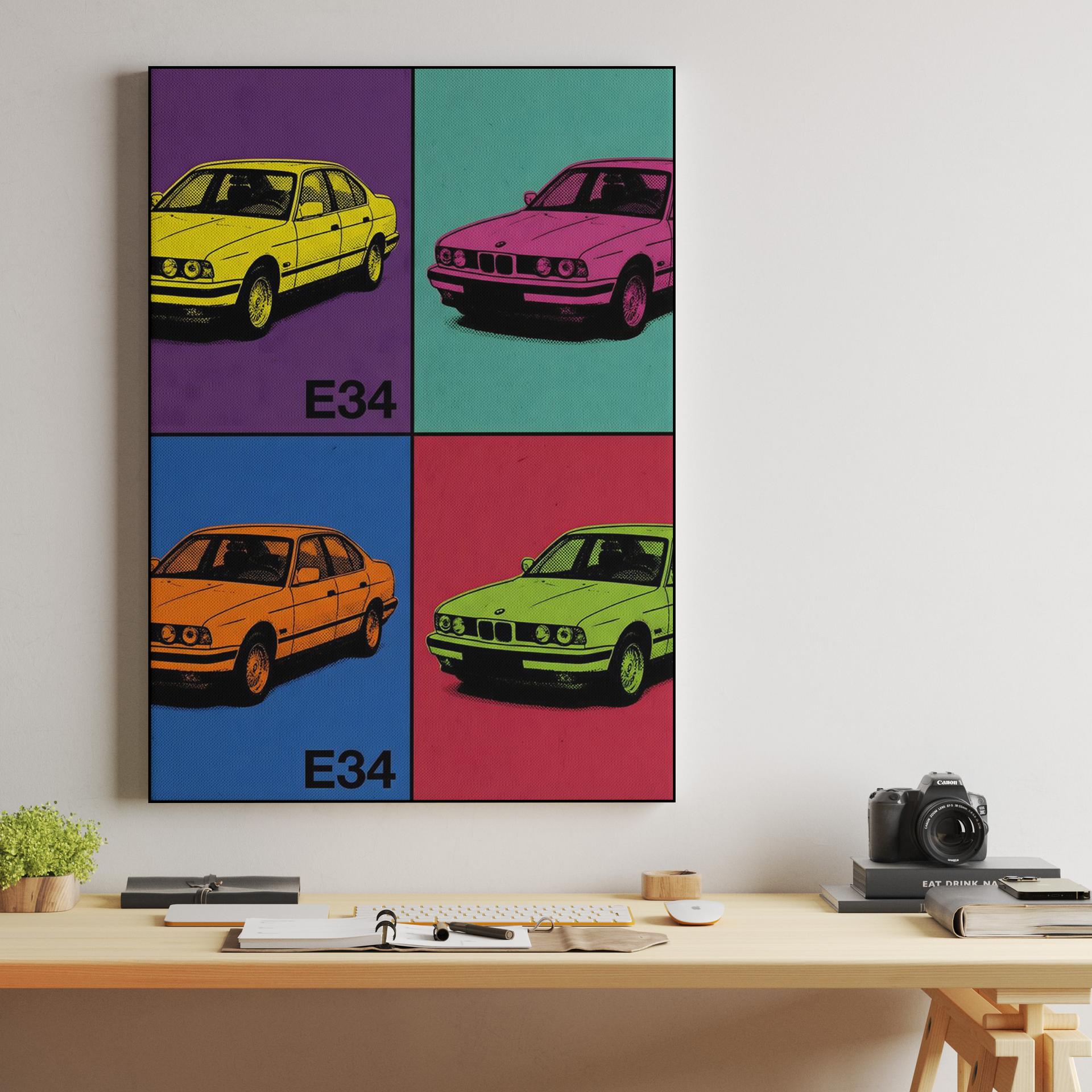 BMW E34 Pop Art: Colorful Quadrant