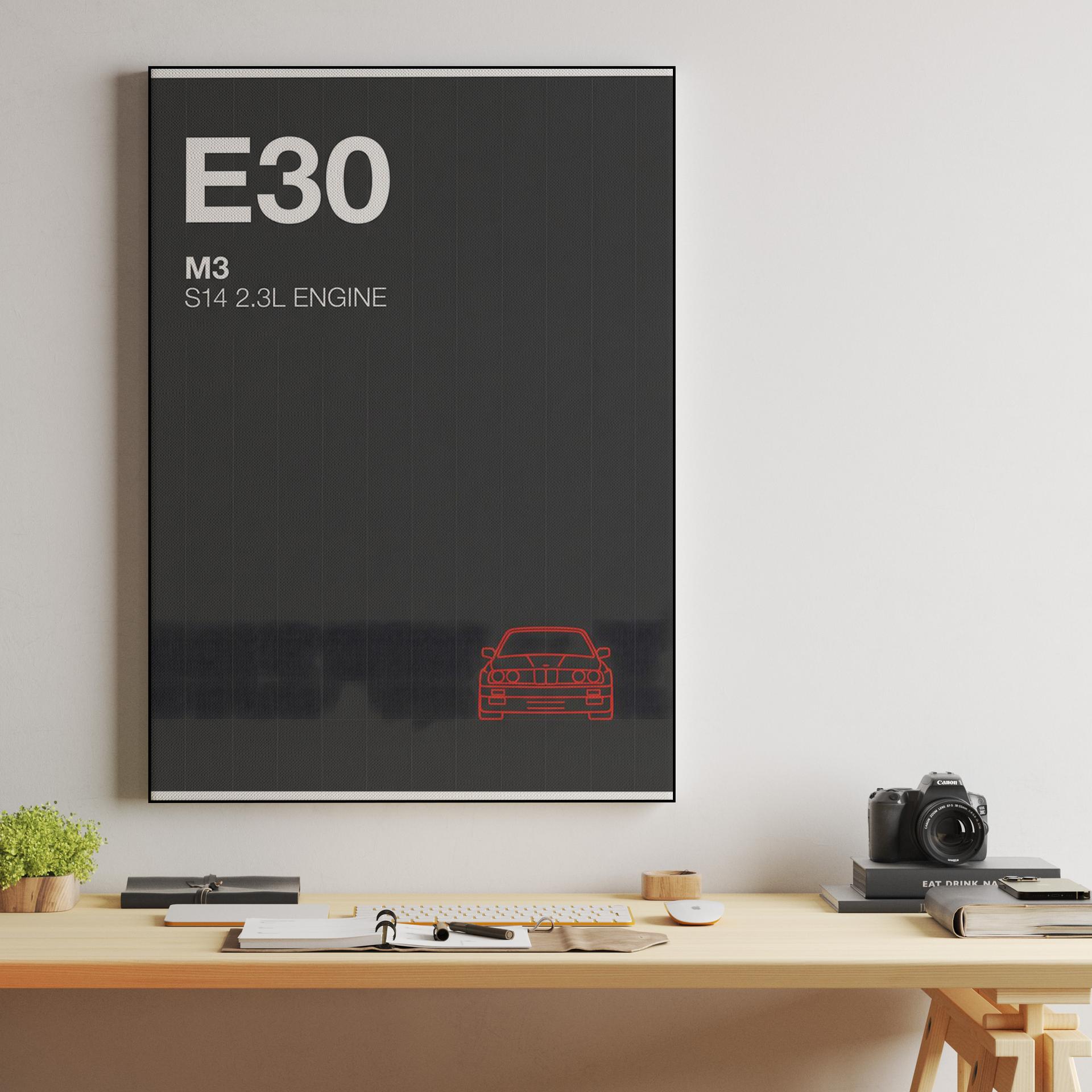 BMW E30 M3 S14 Typographic Poster