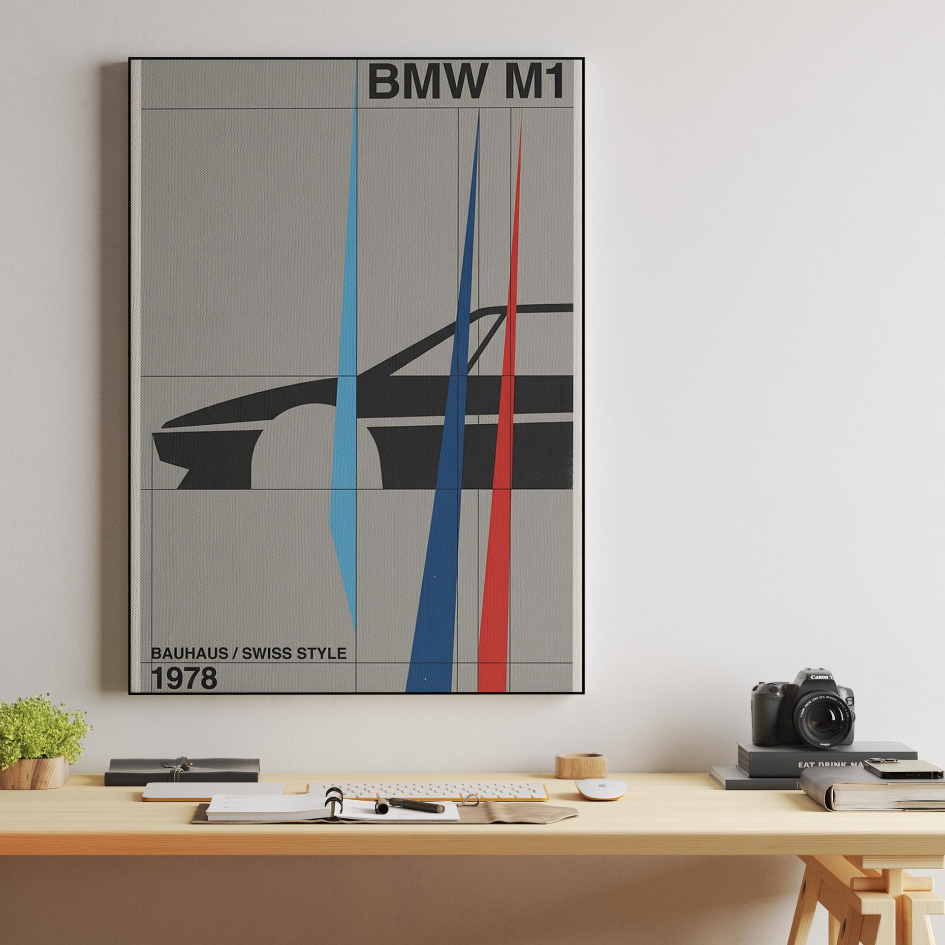 BMW M1 1978 Swiss Style Poster