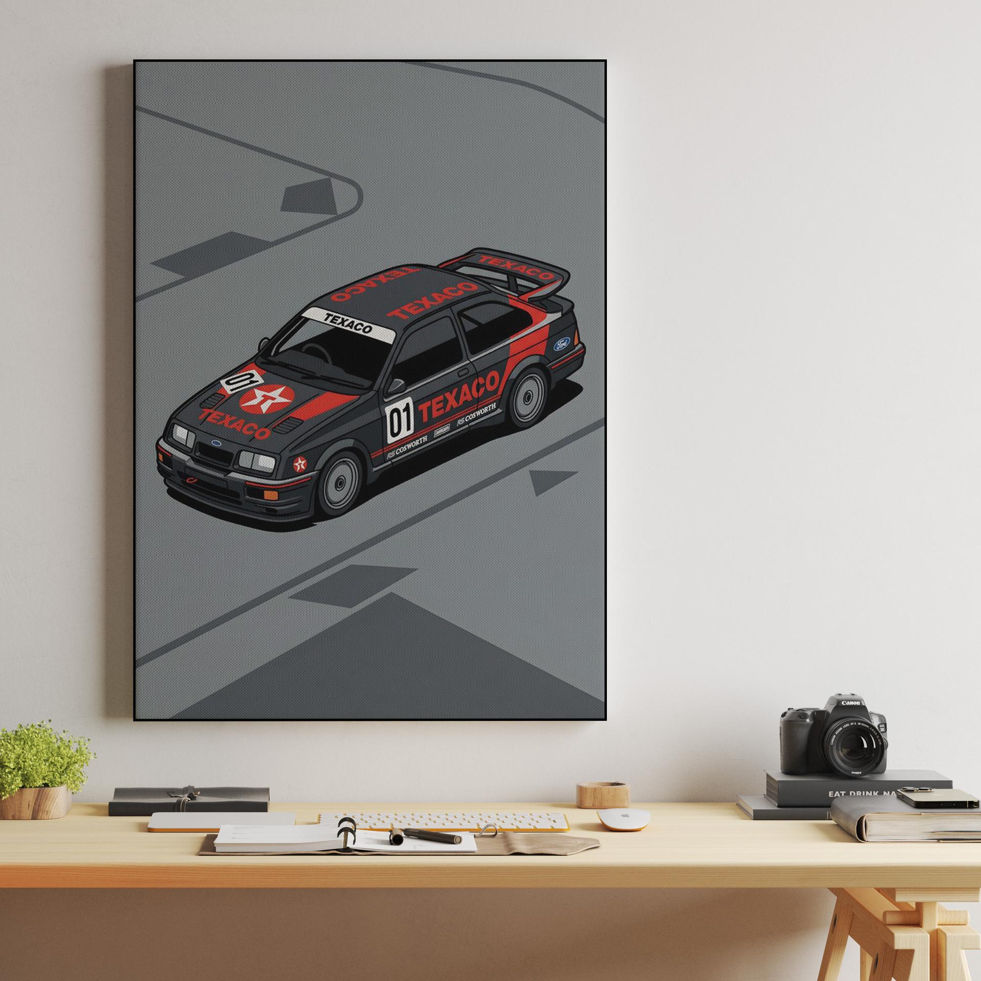 Ford Sierra RS Cosworth Texaco Isometric Illustration