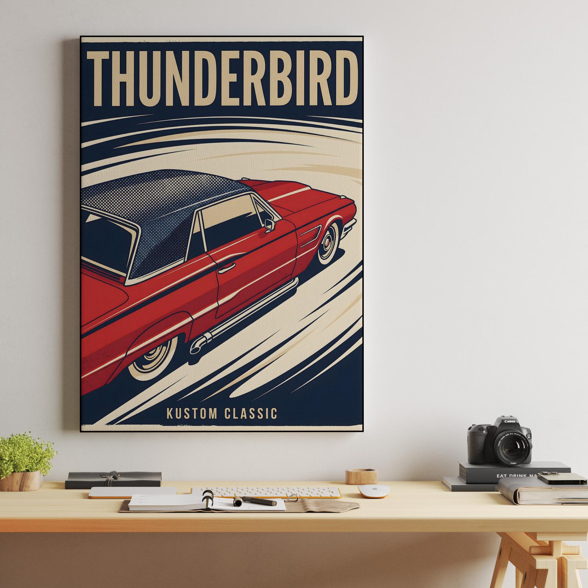 Red Thunderbird Kustom Classic Poster
