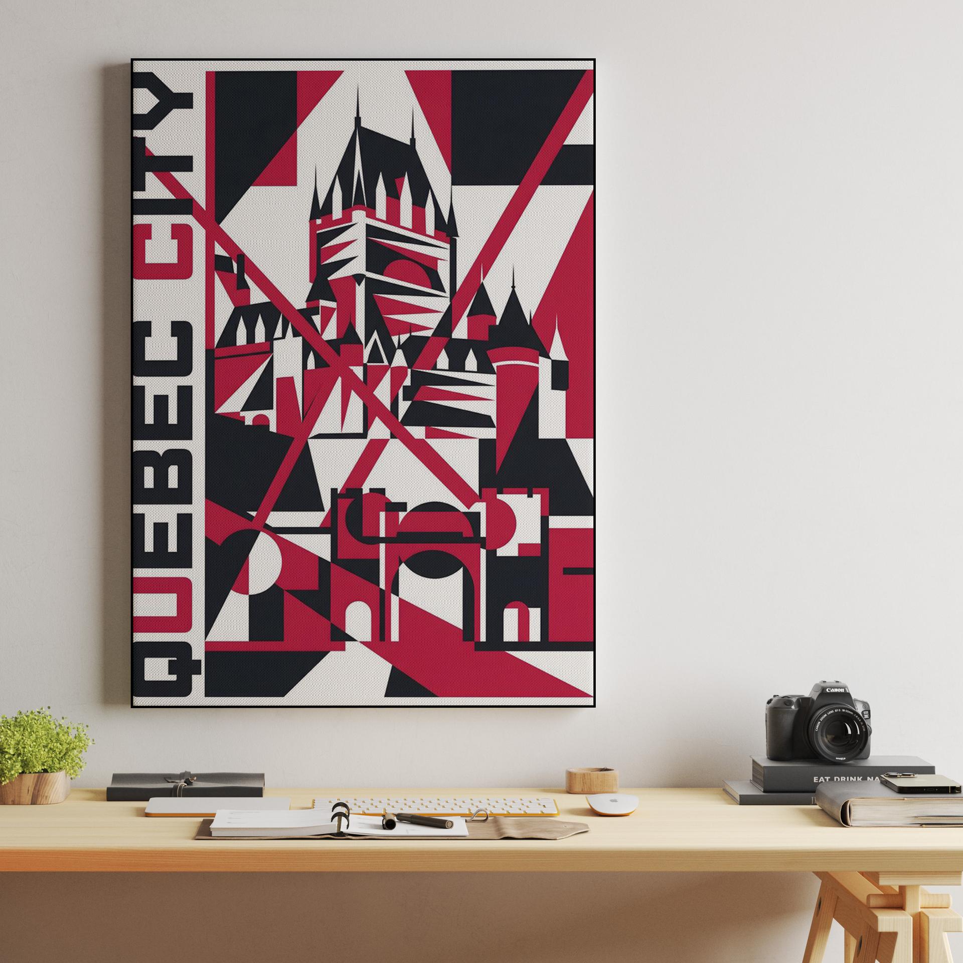Geometric Quebec: Château Frontenac Abstract Poster
