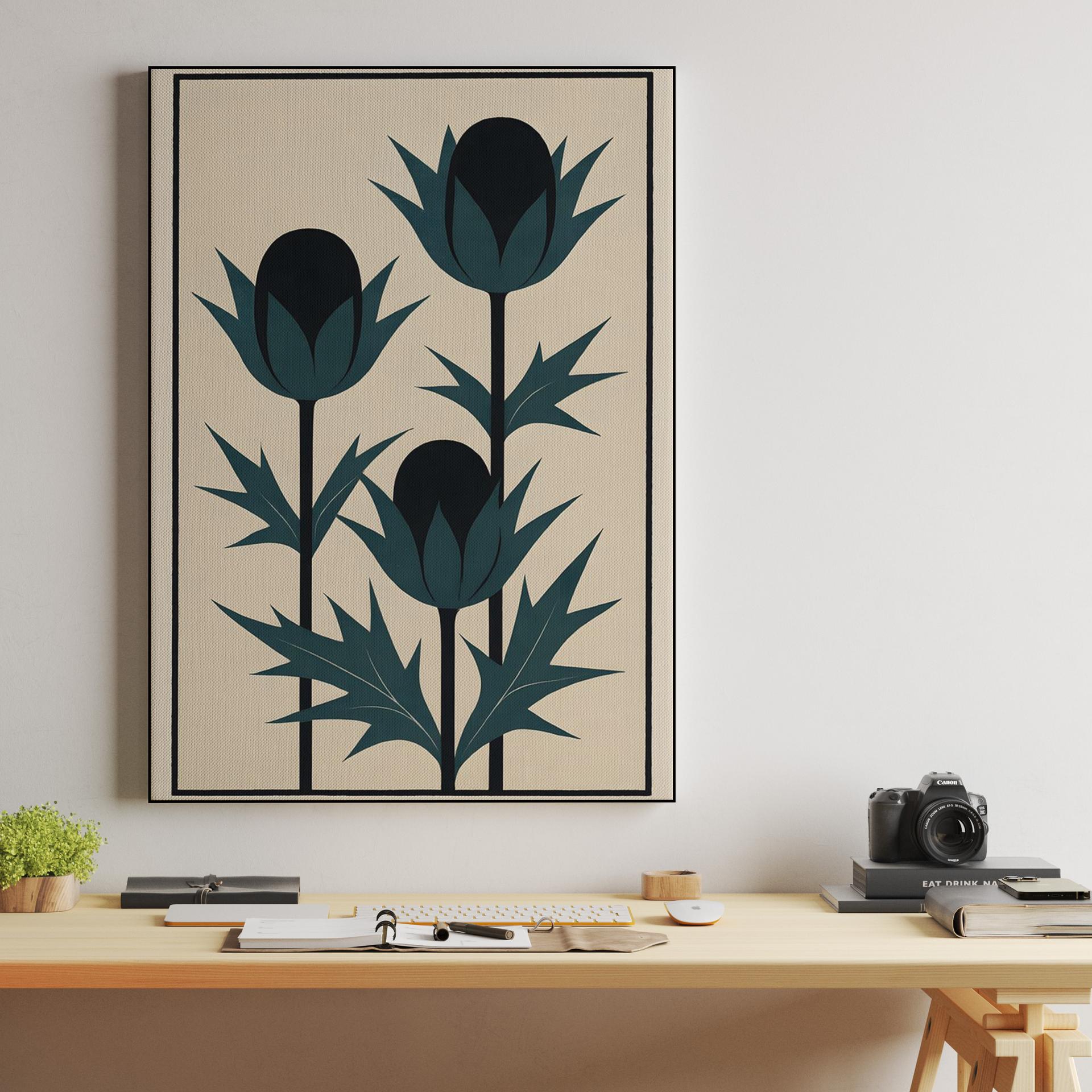 Stylized Teal Thistles