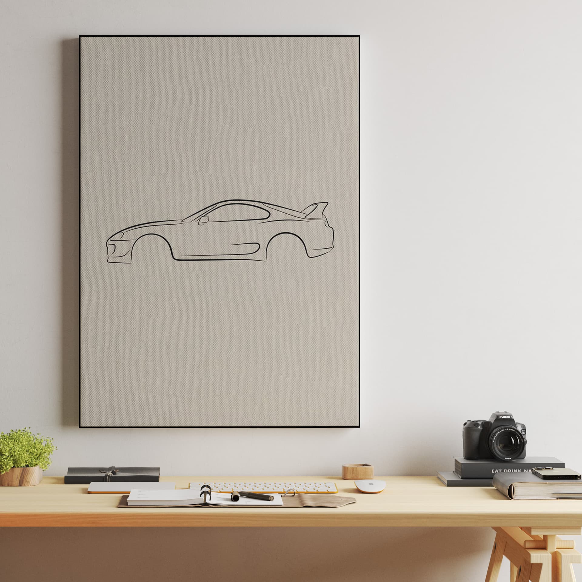 Toyota Supra A80: Minimalist Line Art Silhouette