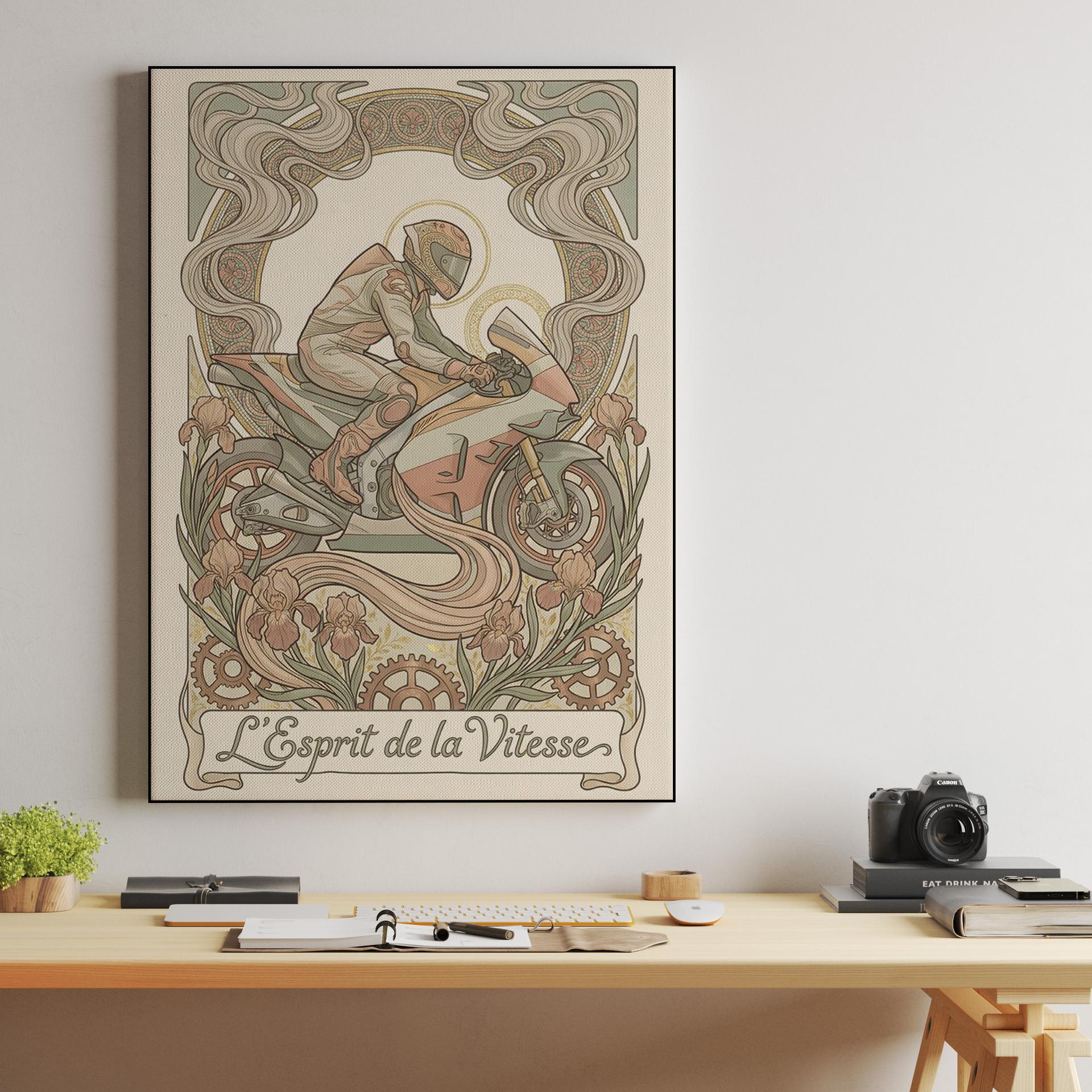 L'Esprit de la Vitesse: Art Nouveau Sportbike Racing Poster
