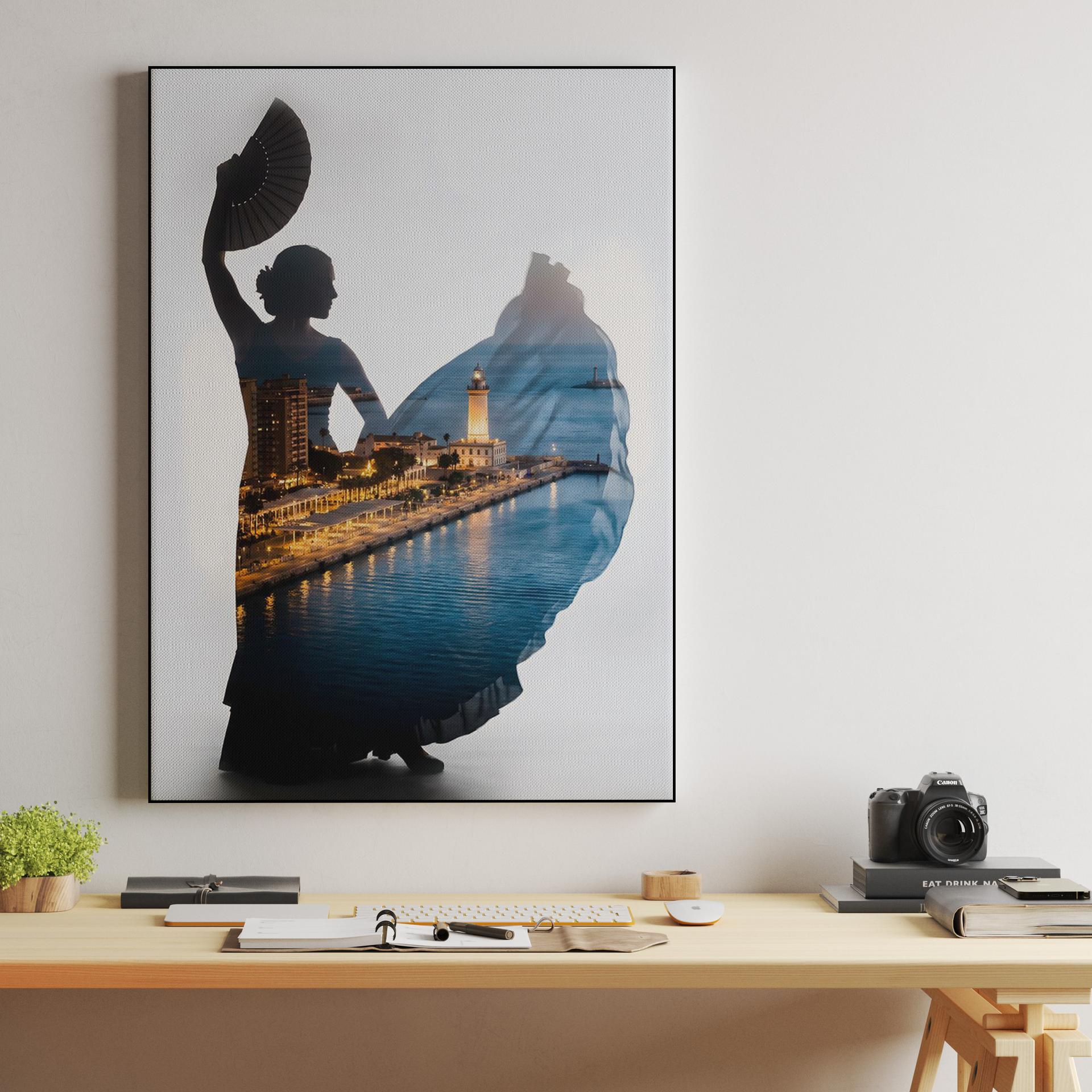 The Dancer's Shore: Málaga Port Double Exposure