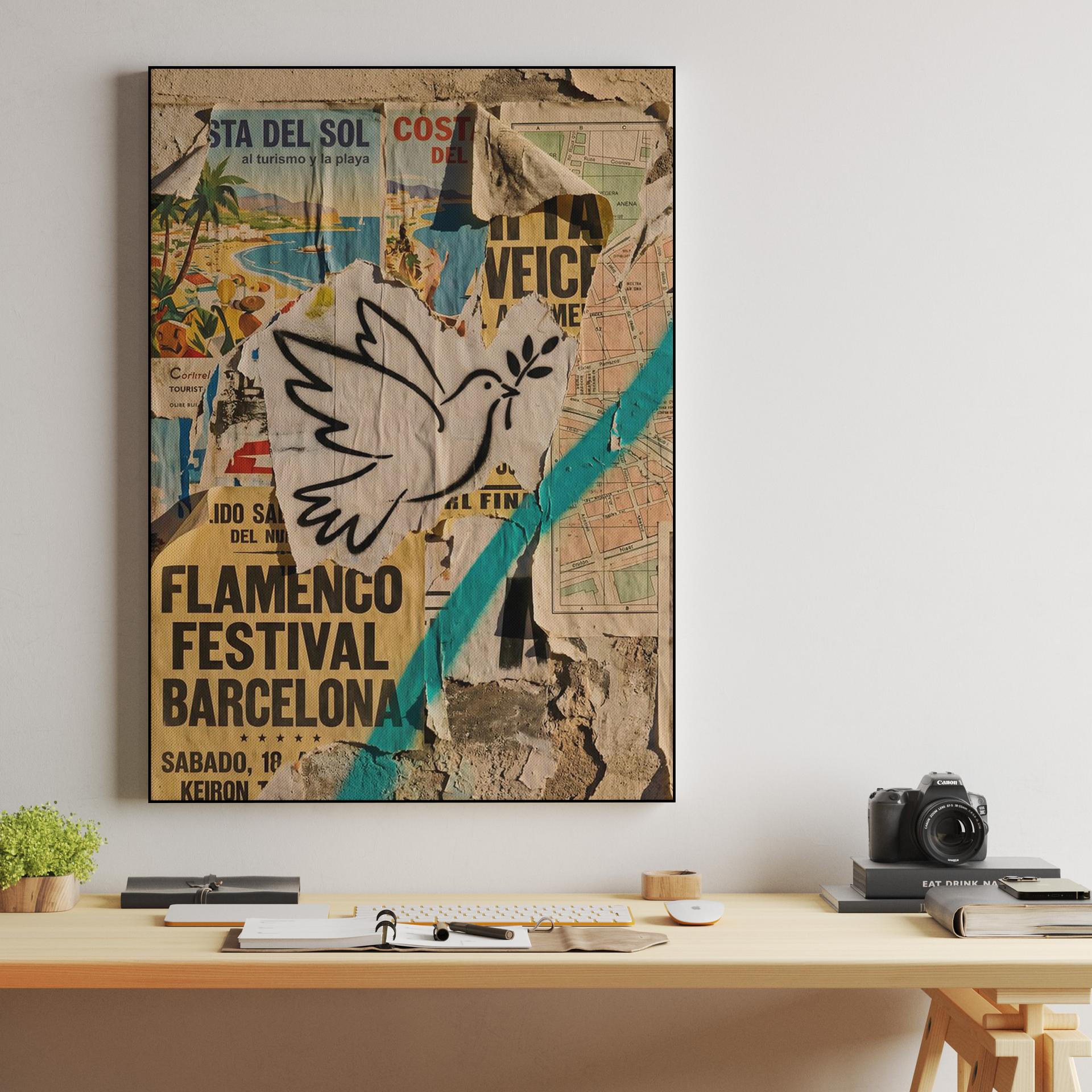 Echoes of Peace: A Spanish Street Art Collage