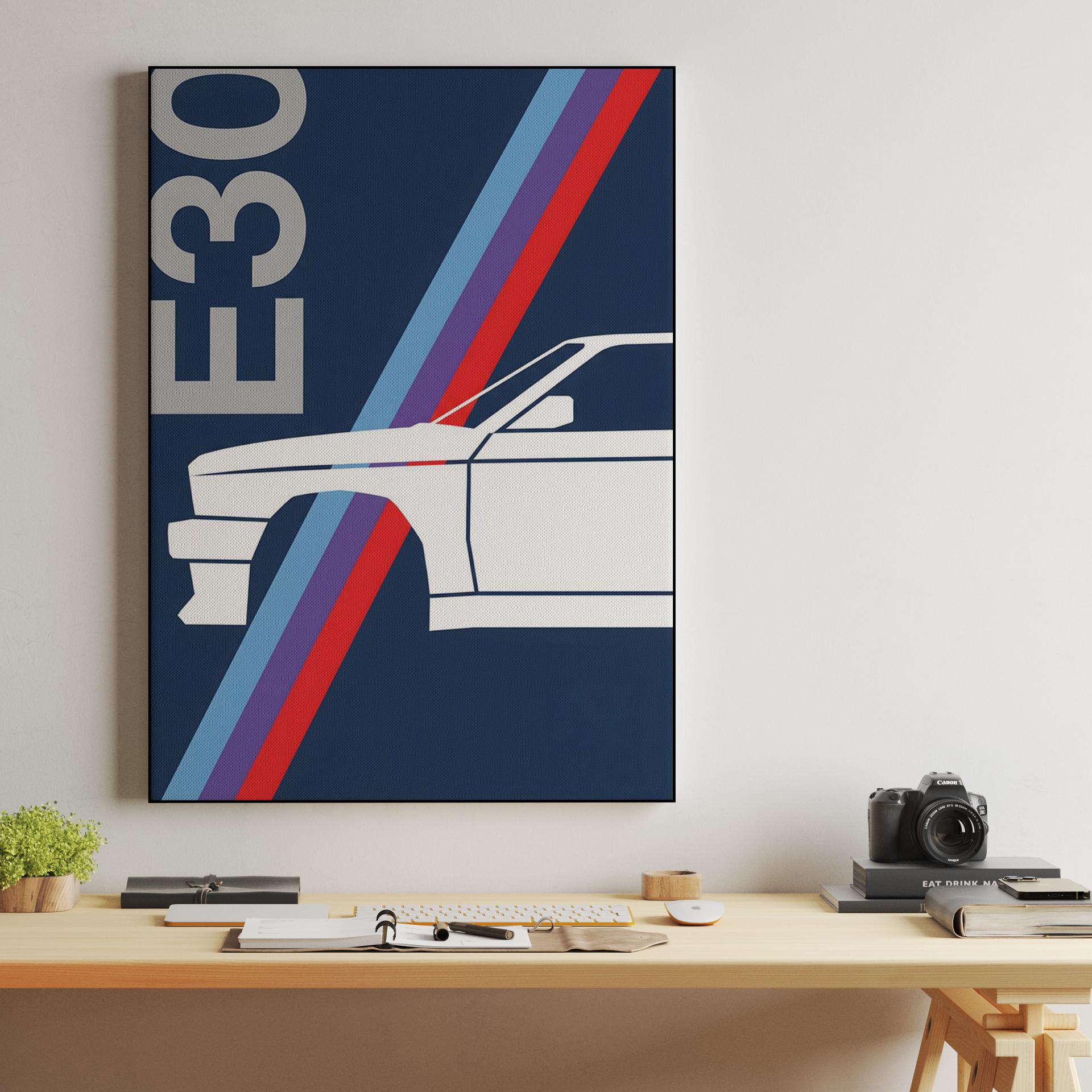 BMW E30 Navy M-Stripe Graphic