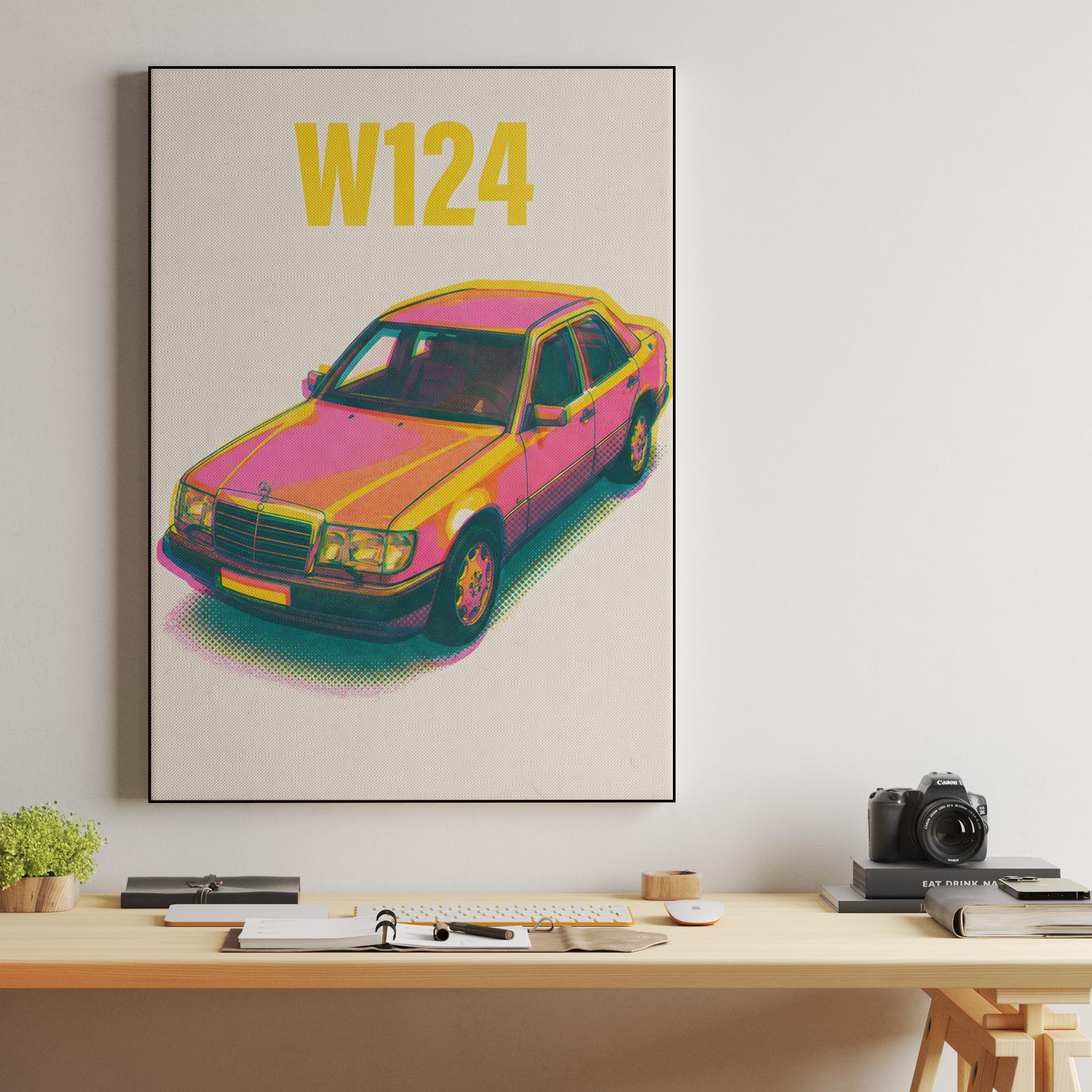 W124 Vibrant Retro: Pop Art Mercedes Illustration