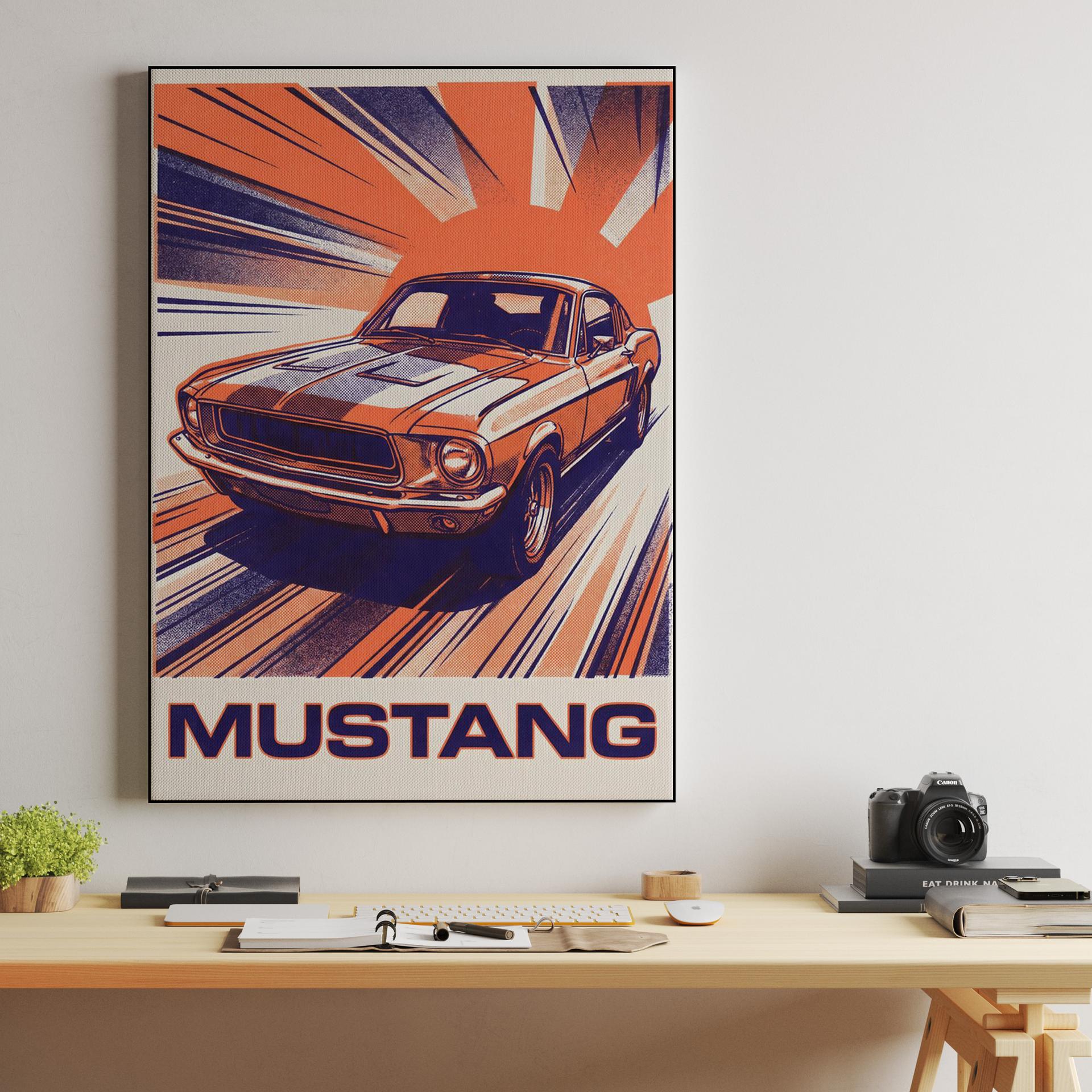 Ford Mustang Vintage Speed Motion Illustration