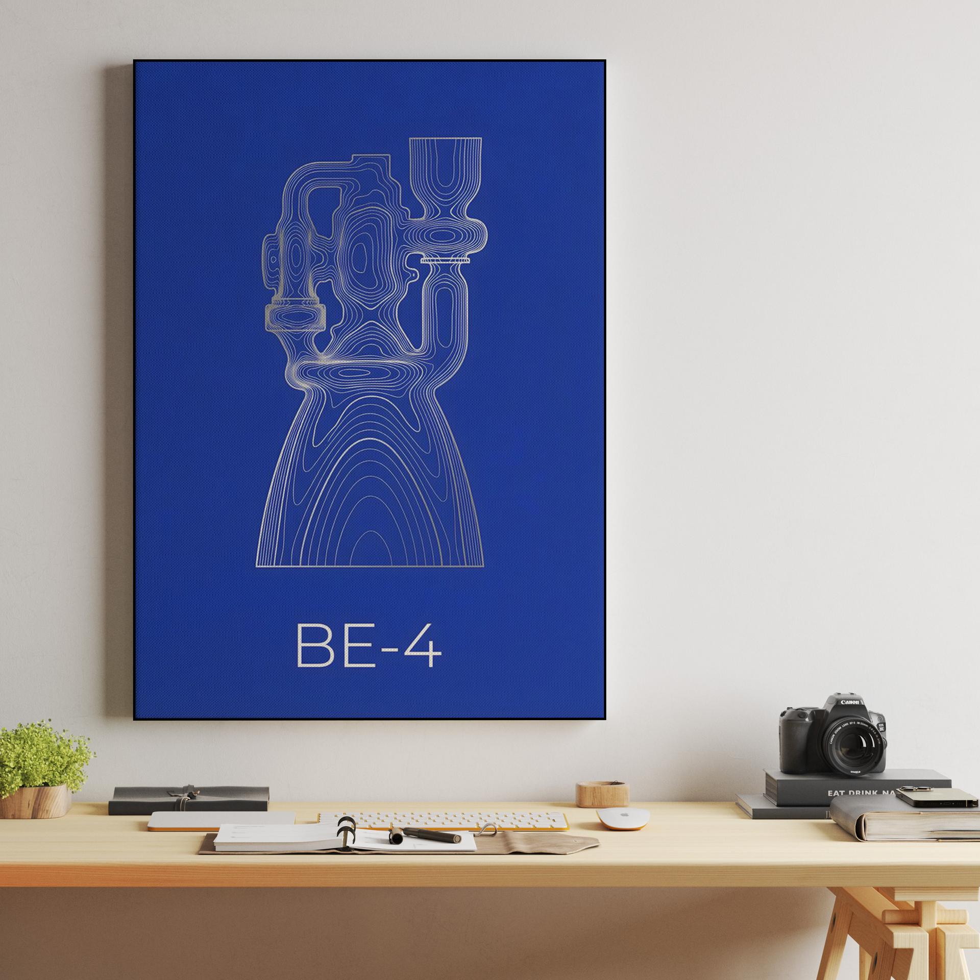 BE-4 Engine Topographical Minimalist Art