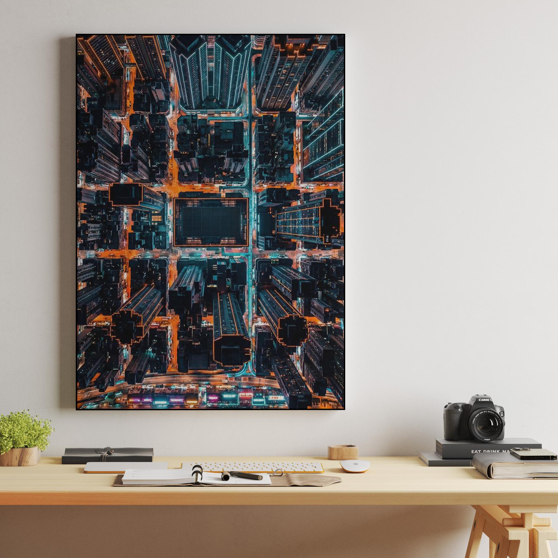 Cyber Grid: Hong Kong Aerial Night