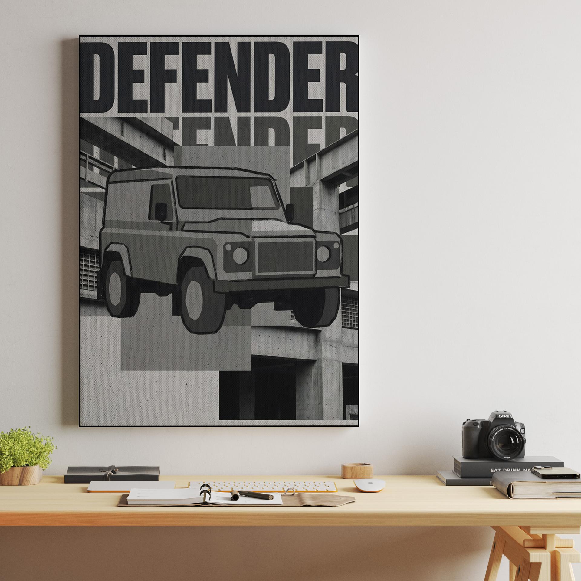 Defender 90 Brutalist Industrial Collage