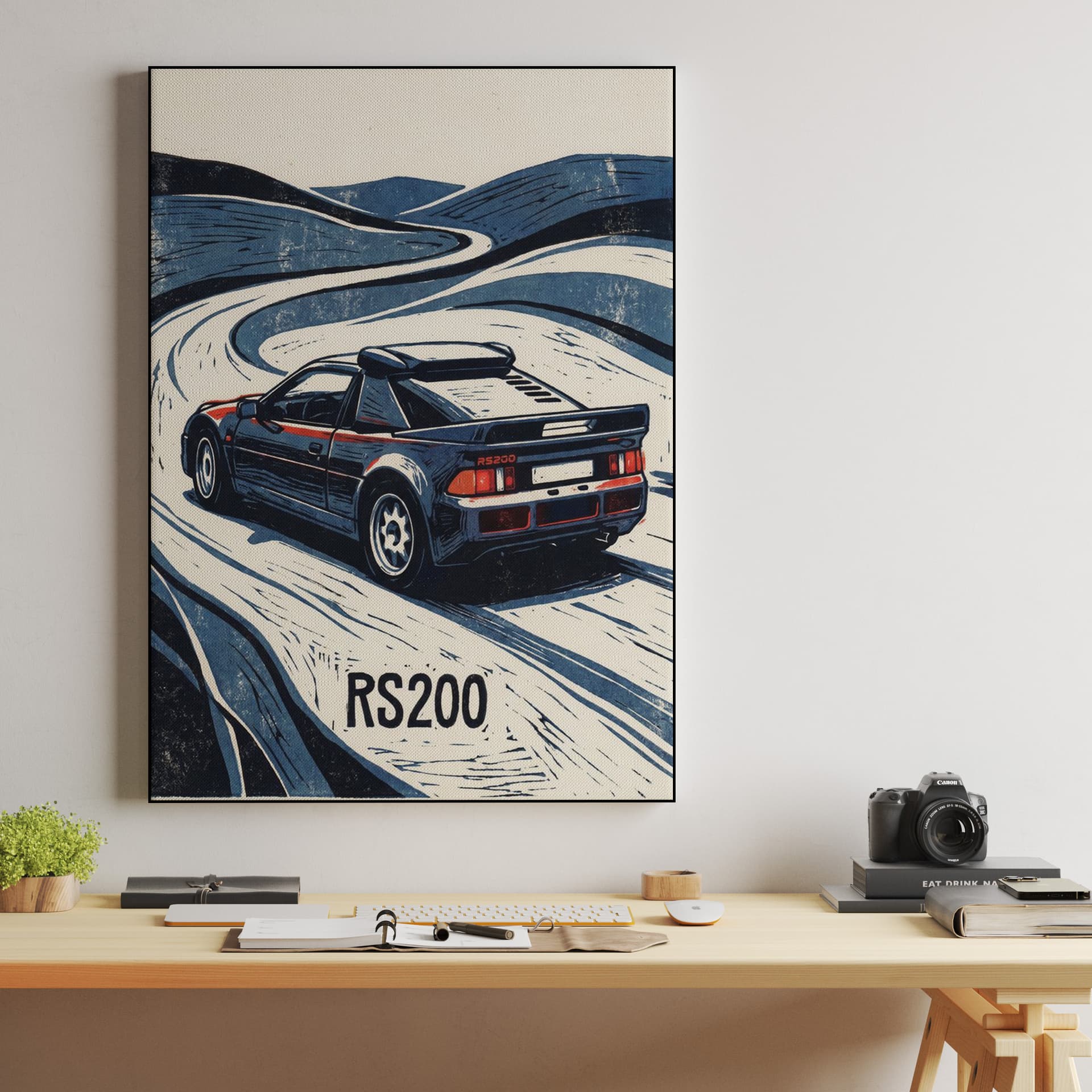 Ford RS200 Linocut Rally Road