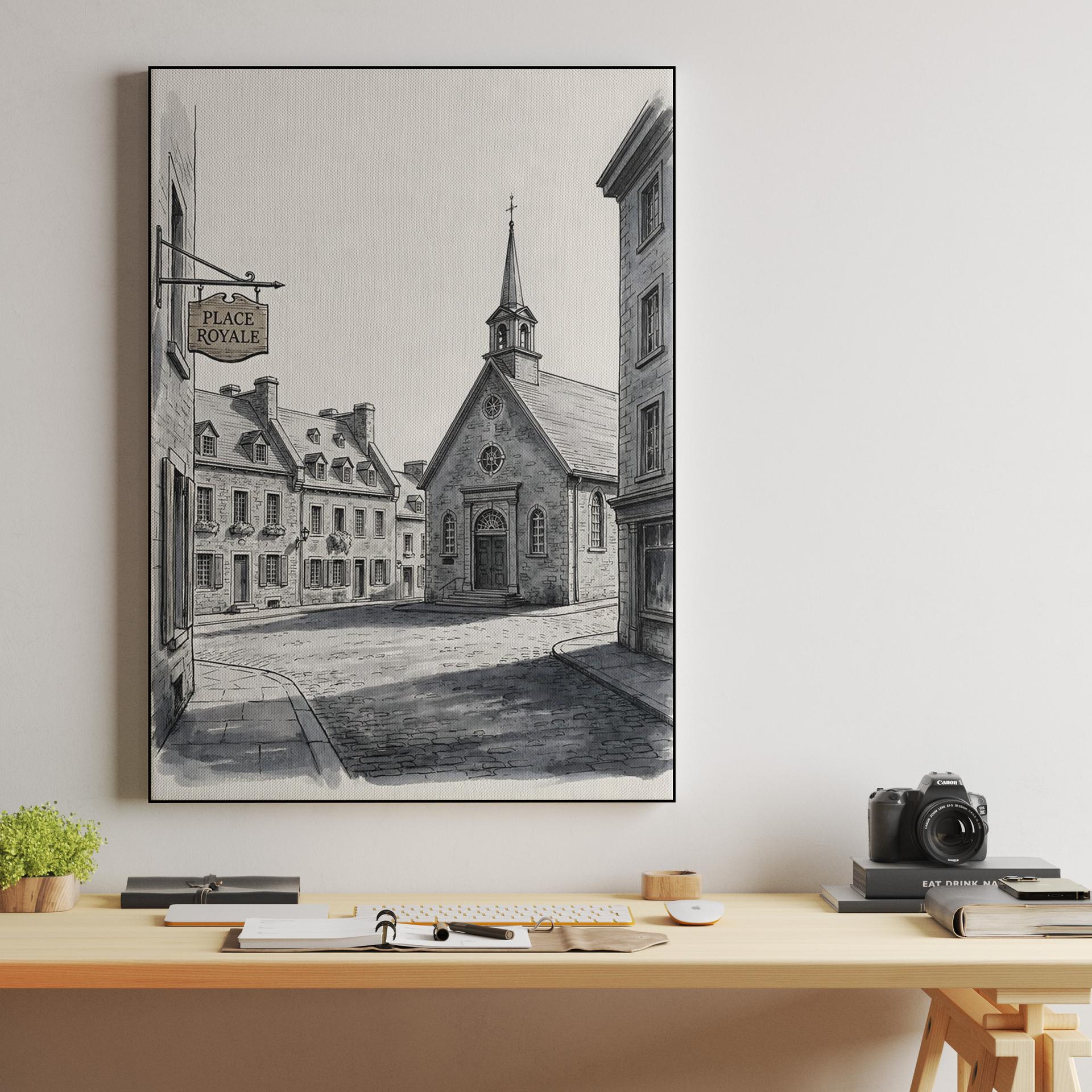Historic Place Royale Ink Drawing