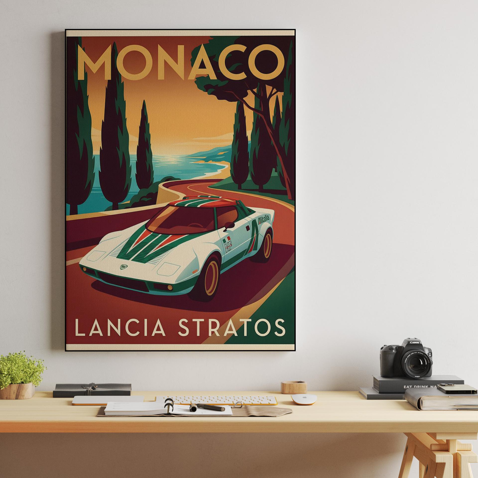 Monaco Sun: Lancia Stratos Alitalia Heritage Poster